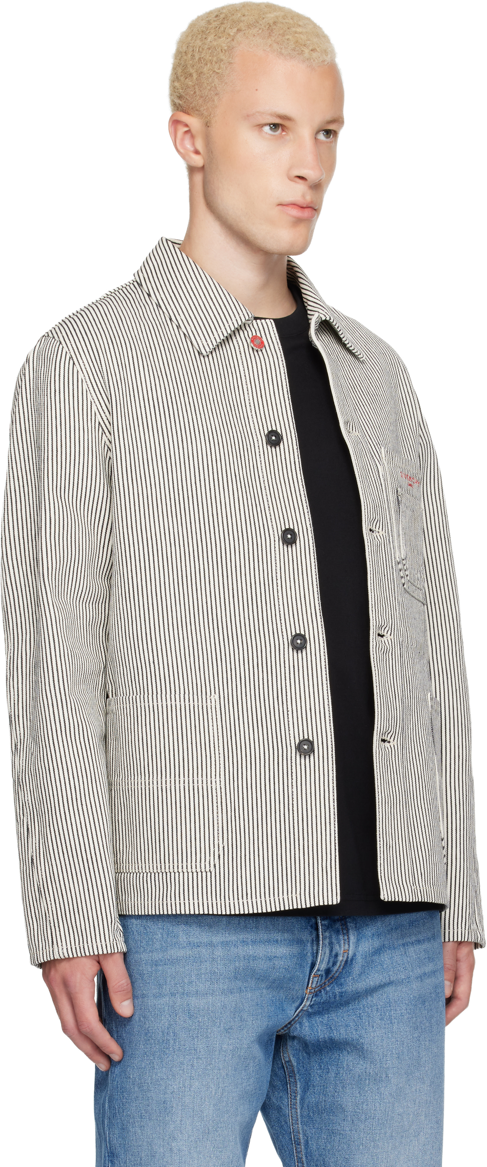 Givenchy - ホワイト＆ネイビー Striped Workwear ジャケット