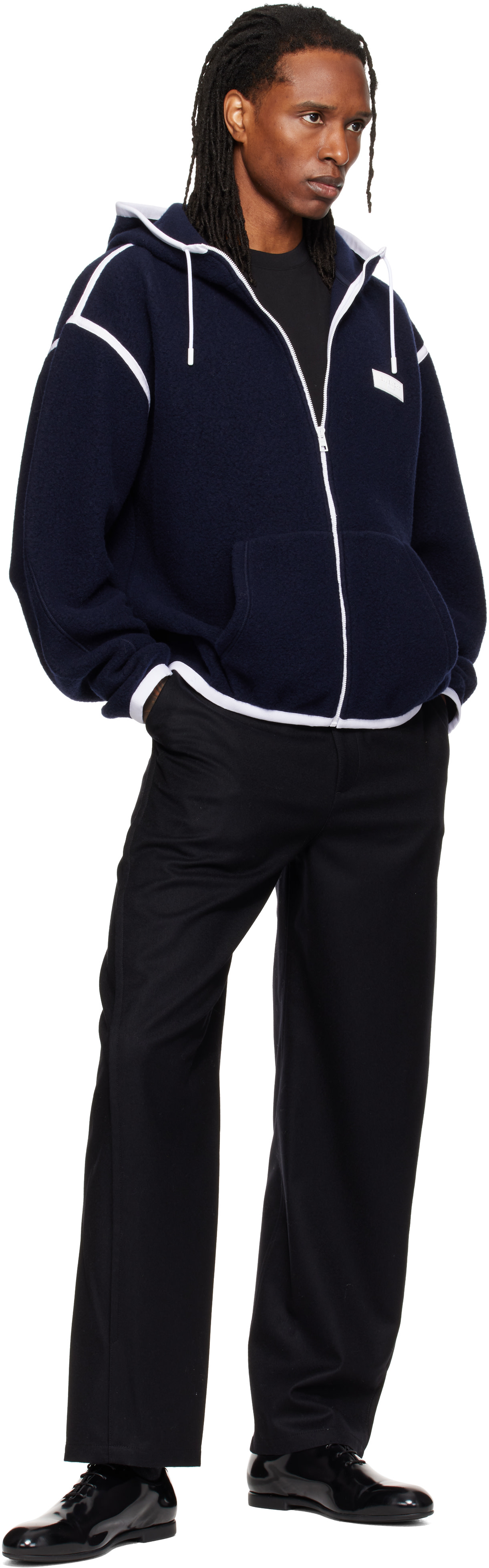 Givenchy - ネイビー Fleece Gros Grain Detail ジャケット