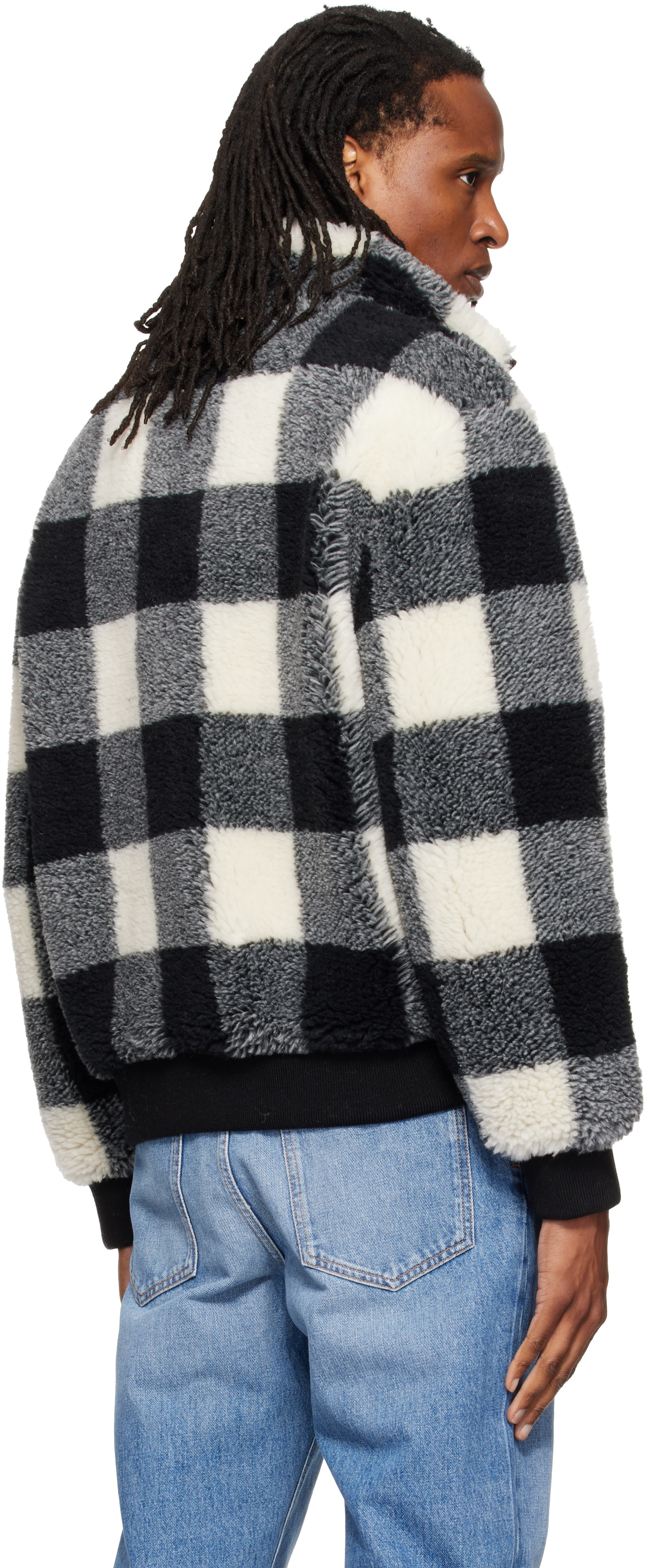 Givenchy - Black & Off-White Checked Fleece Jacket
