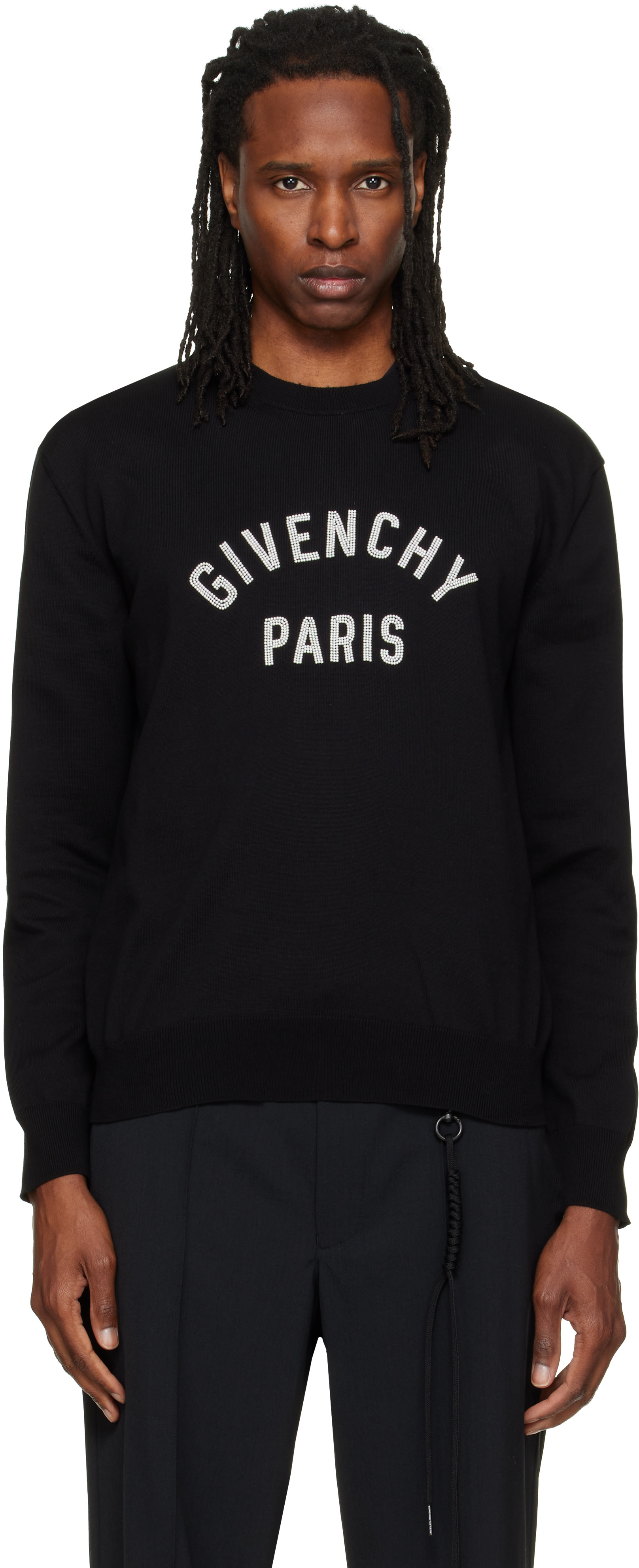 Givenchy - Pull noir à logo perlé
