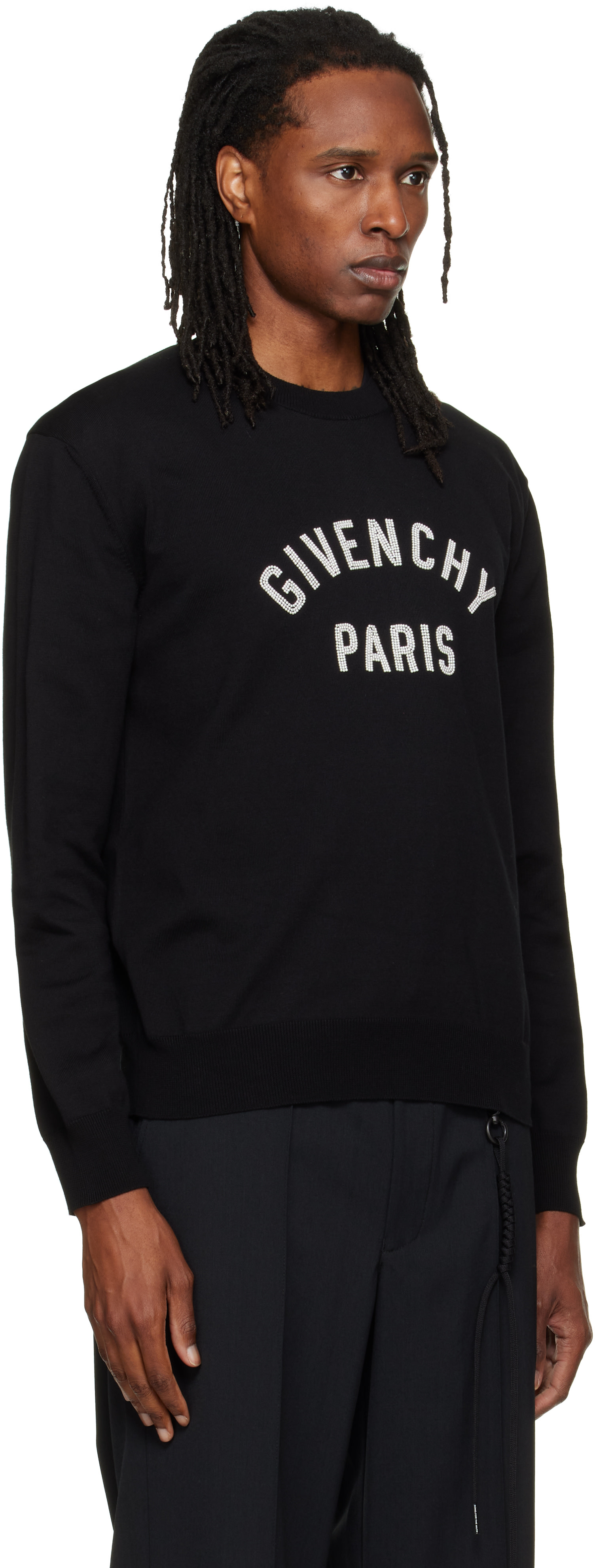 Givenchy - Pull noir à logo perlé