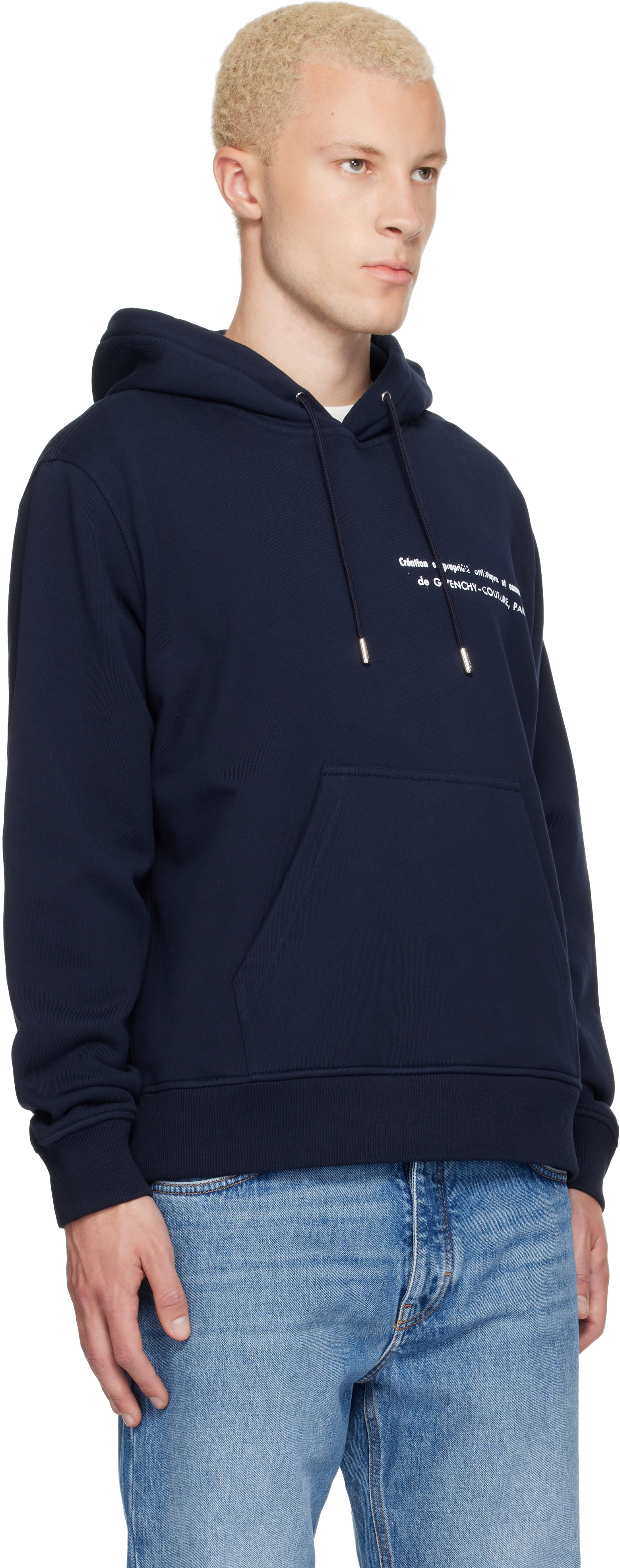 Givenchy - Pull à capuche bleu marine à texte imprimé