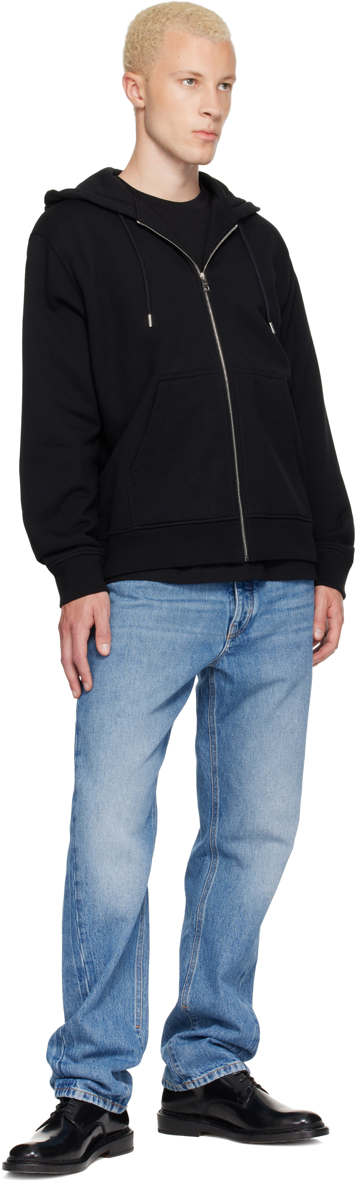 Givenchy - Pull à capuche noir à glissière à image à logo