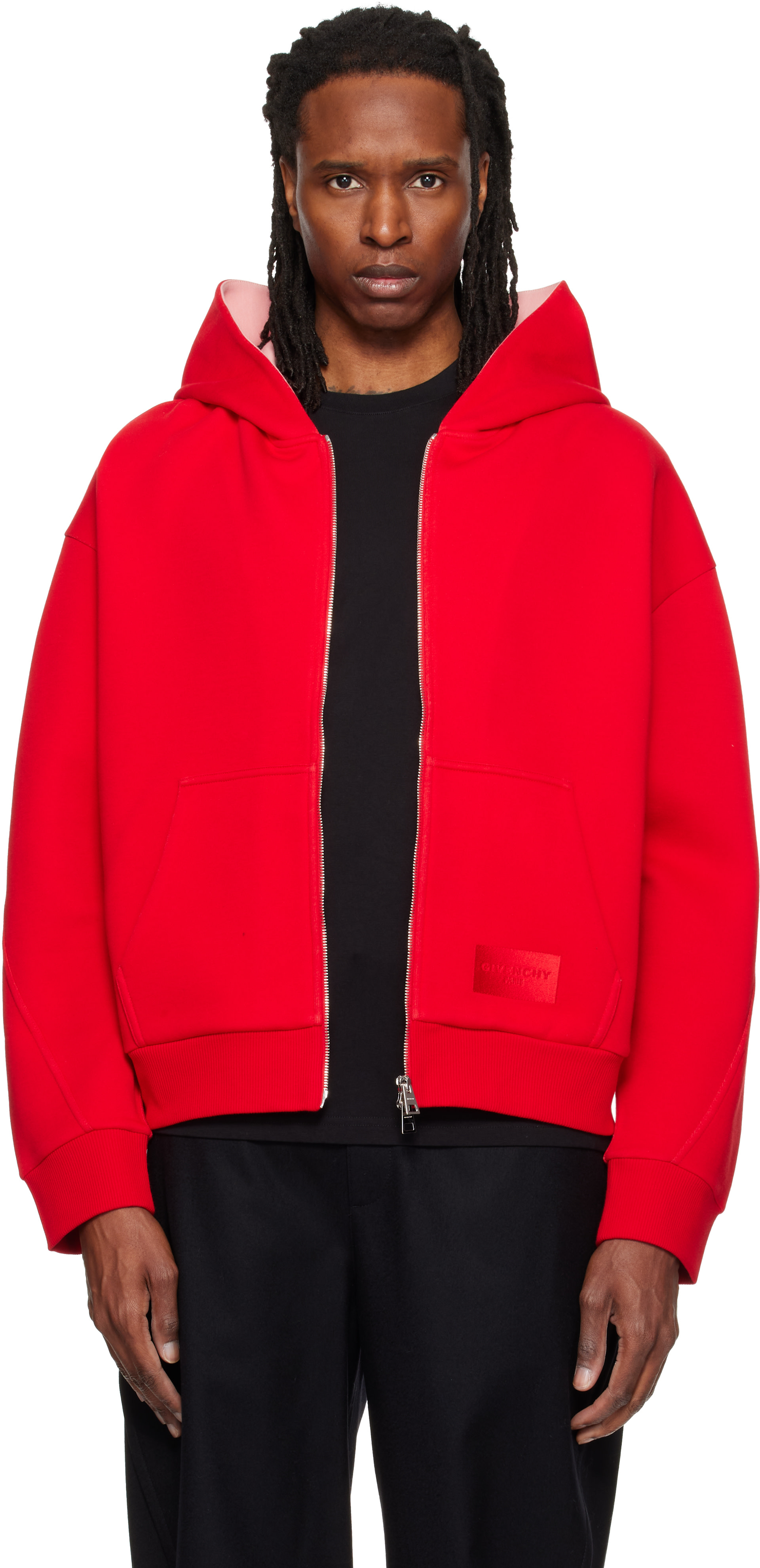 Givenchy - Pull à capuche rouge à glissière