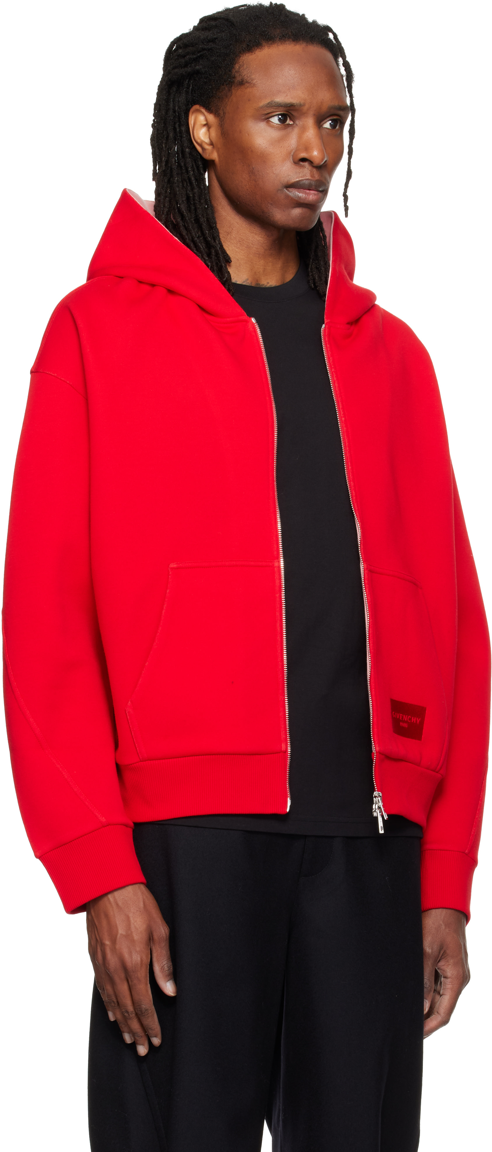 Givenchy - Pull à capuche rouge à glissière