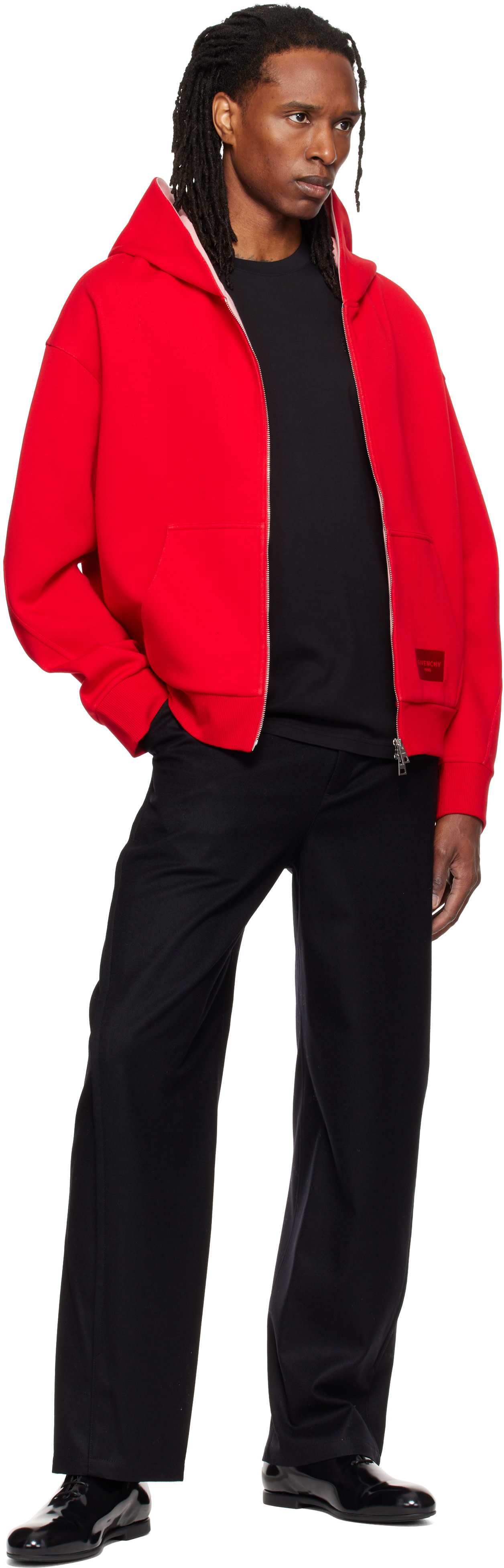 Givenchy - Pull à capuche rouge à glissière