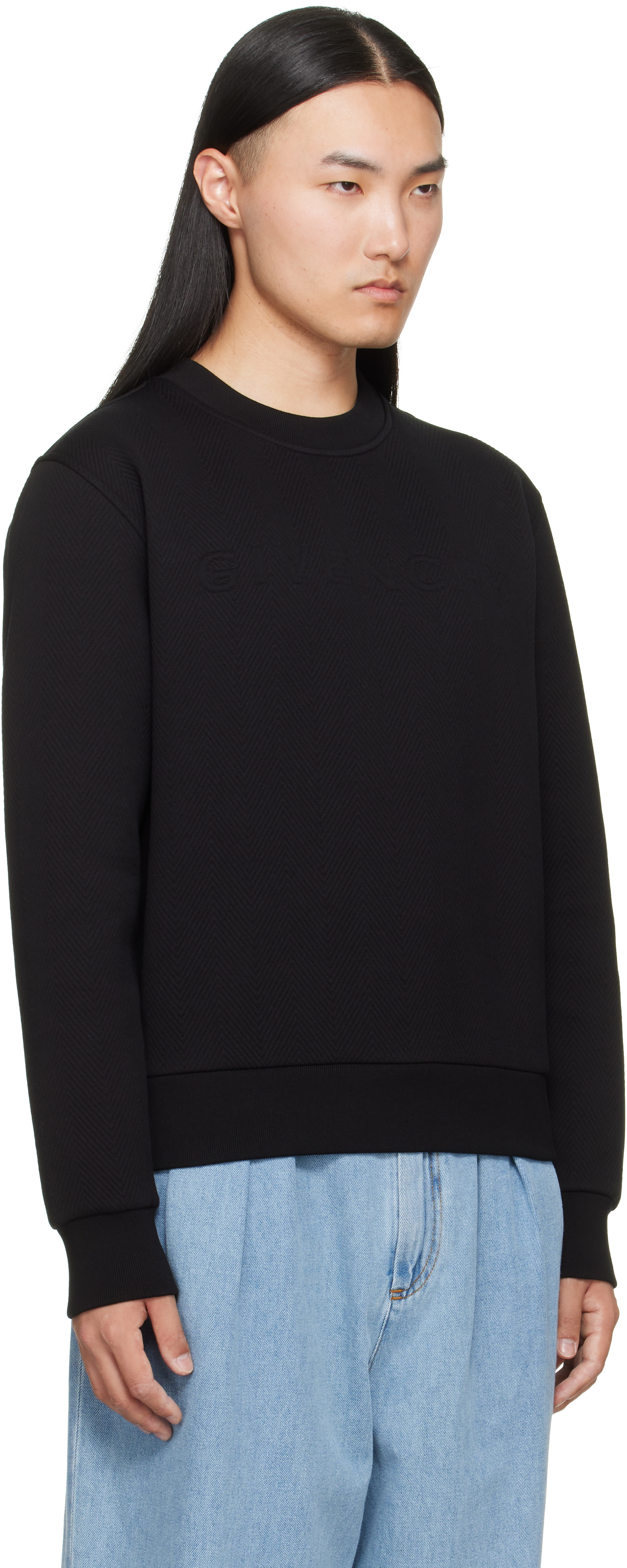 Givenchy - Black Herringbone 'Givenchy Jacquard' Sweatshirt