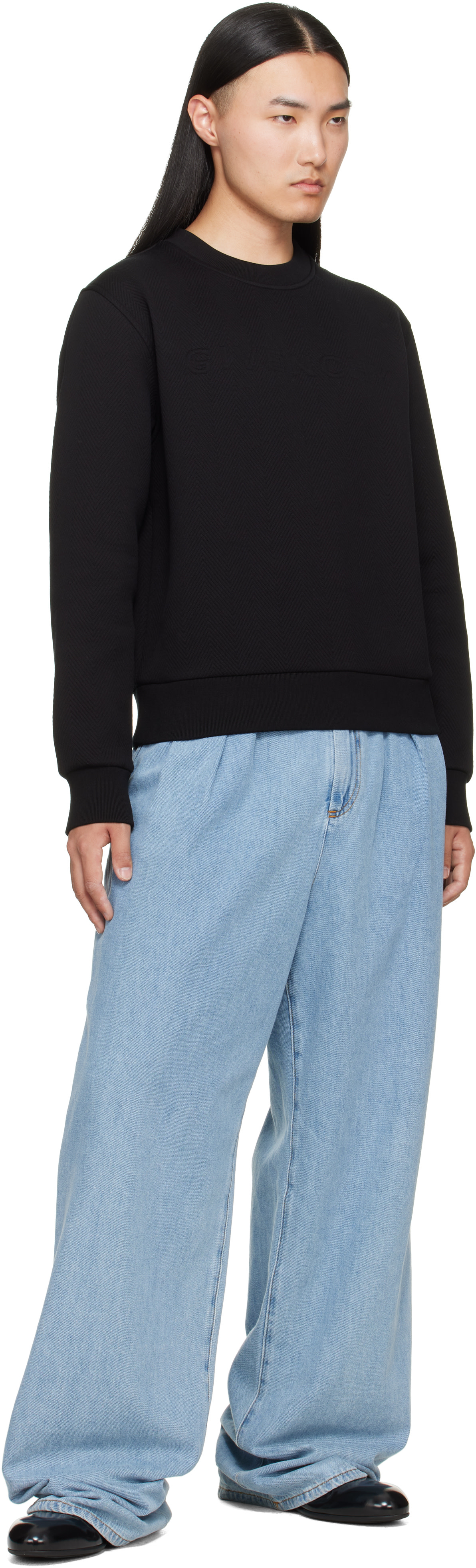 Givenchy - Black Herringbone 'Givenchy Jacquard' Sweatshirt