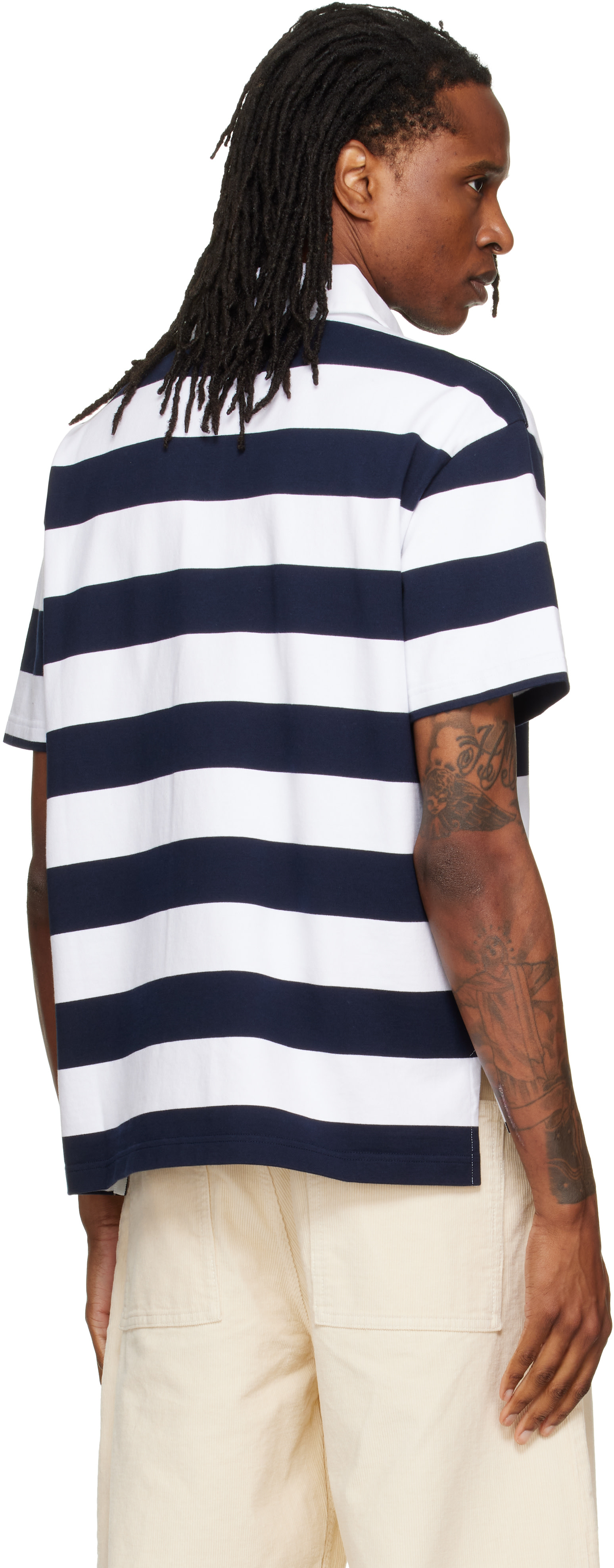 Givenchy: ホワイト＆ネイビー 'Givenchy Paris' Embroidery ボーダー