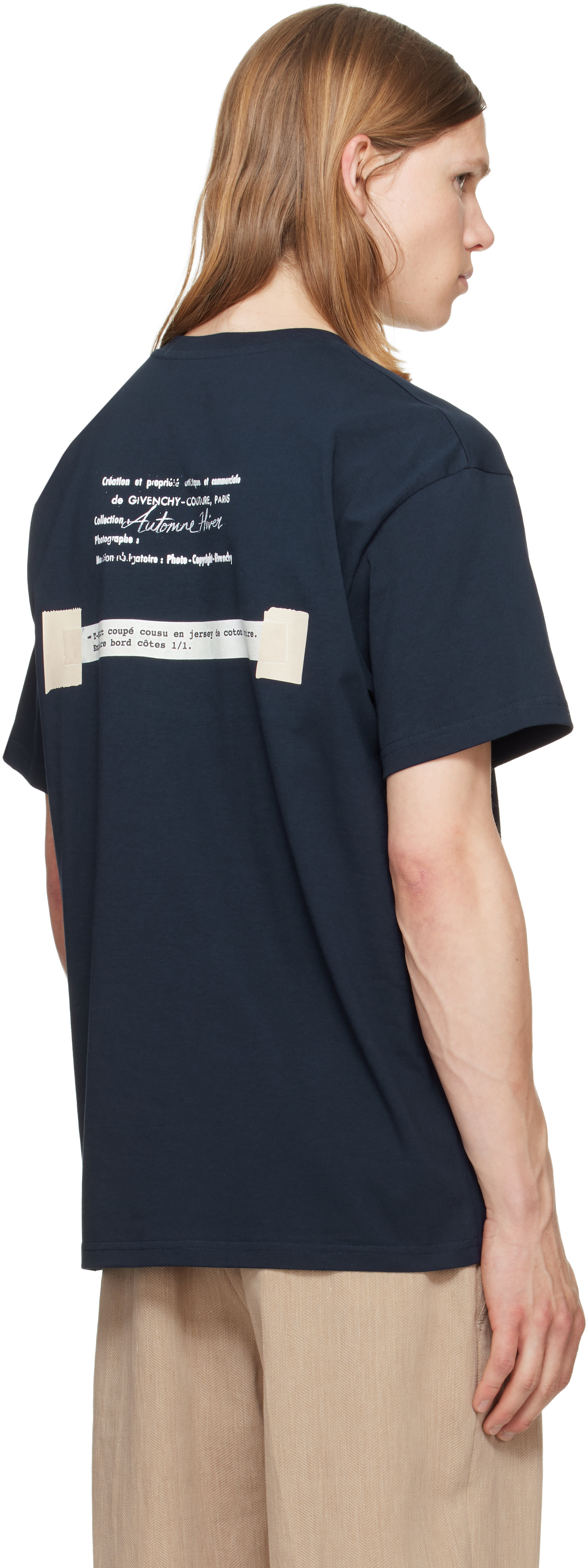 Givenchy - Navy Archives Print Cotton T-shirt