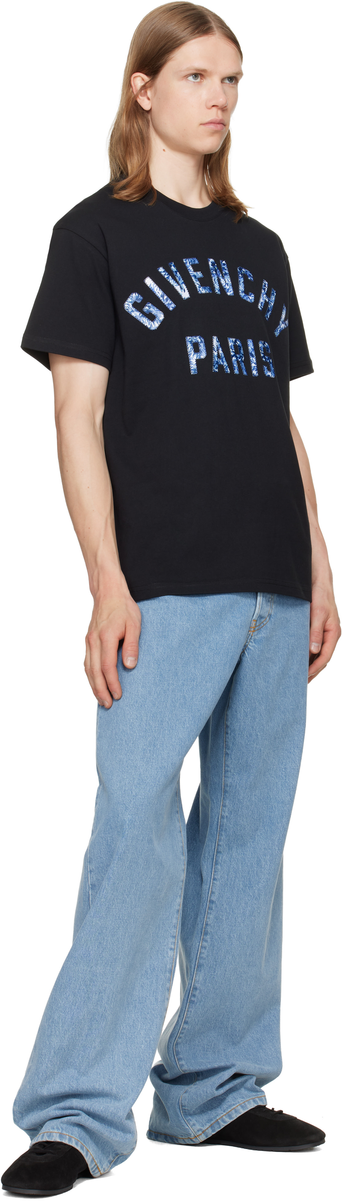 Givenchy - Black 'Givenchy Paris' Pompom Embroidery T-shirt
