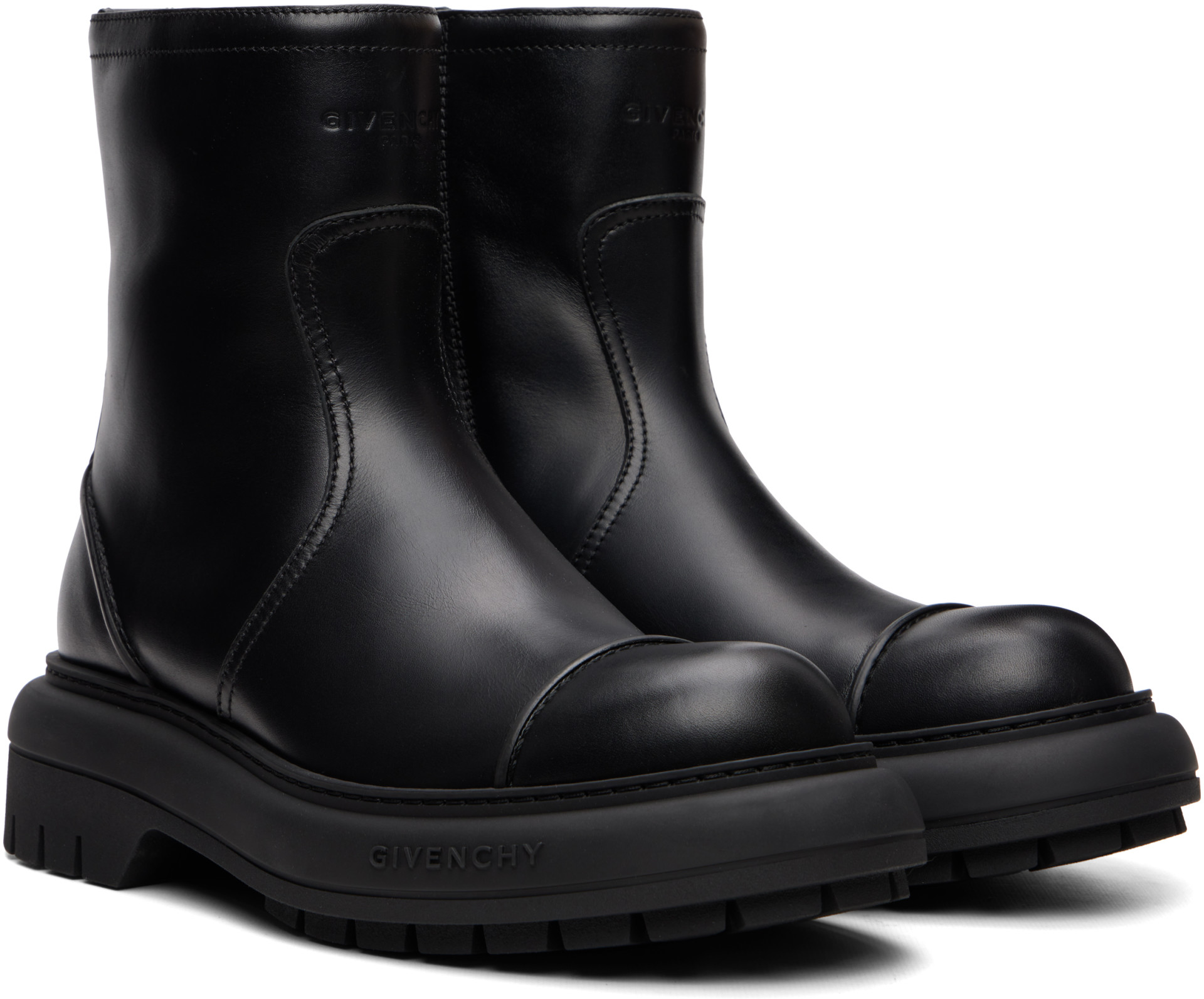 Givenchy - Black 'Givenchy Cargo' Biker Leather Boots