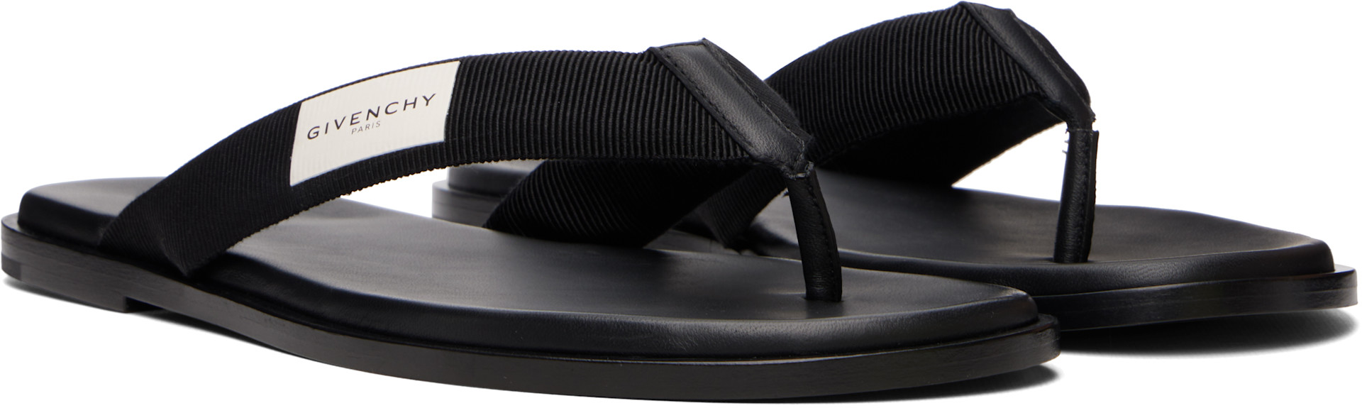 Givenchy - 黑色 Givenchy Bay Grosgrain & Leather 夹趾凉鞋