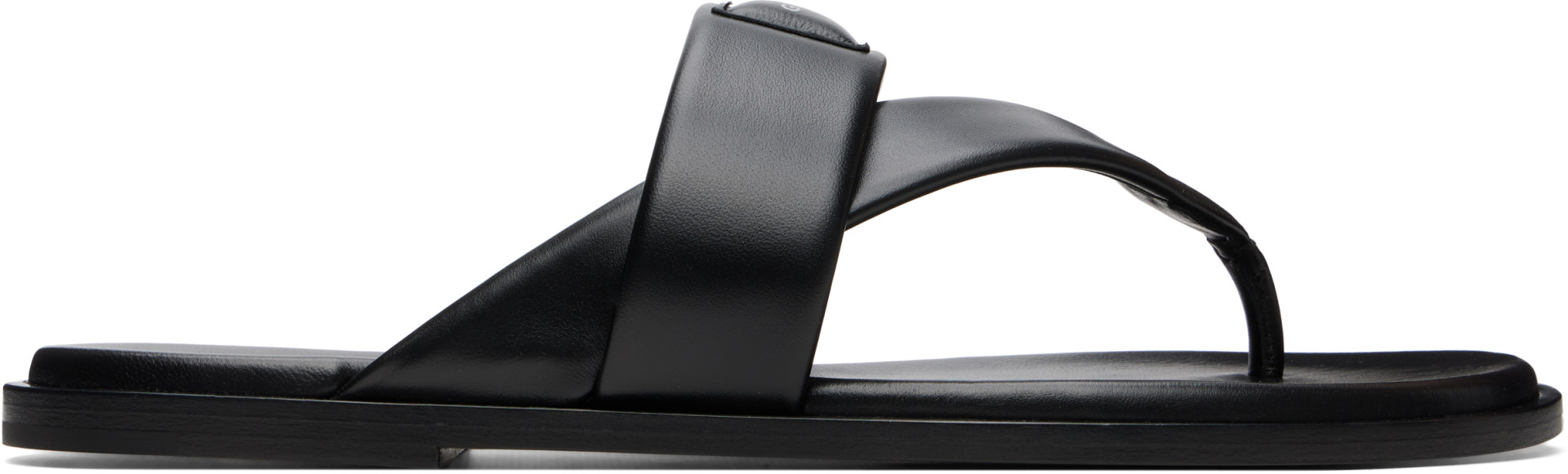 Givenchy - Black 'Givenchy Bay' Leather Thong Sandals