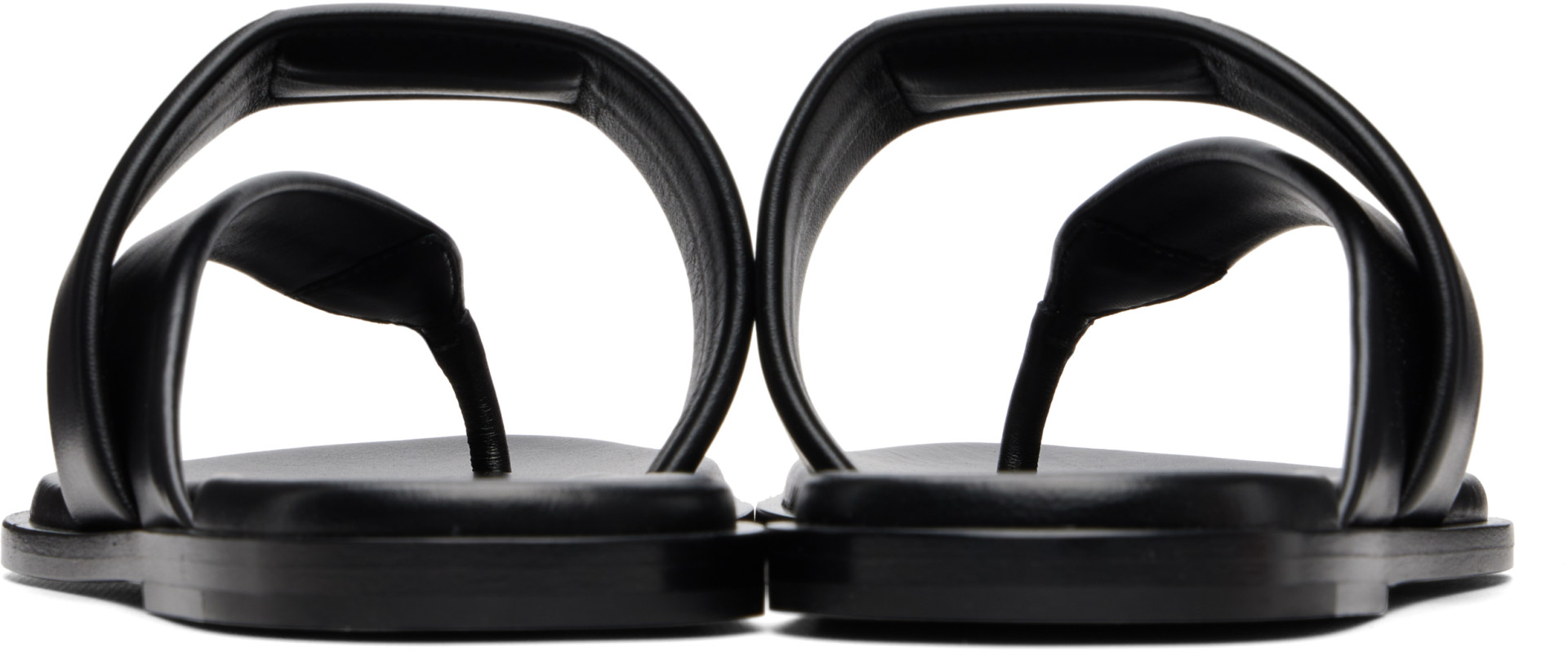 Givenchy - Black 'Givenchy Bay' Leather Thong Sandals