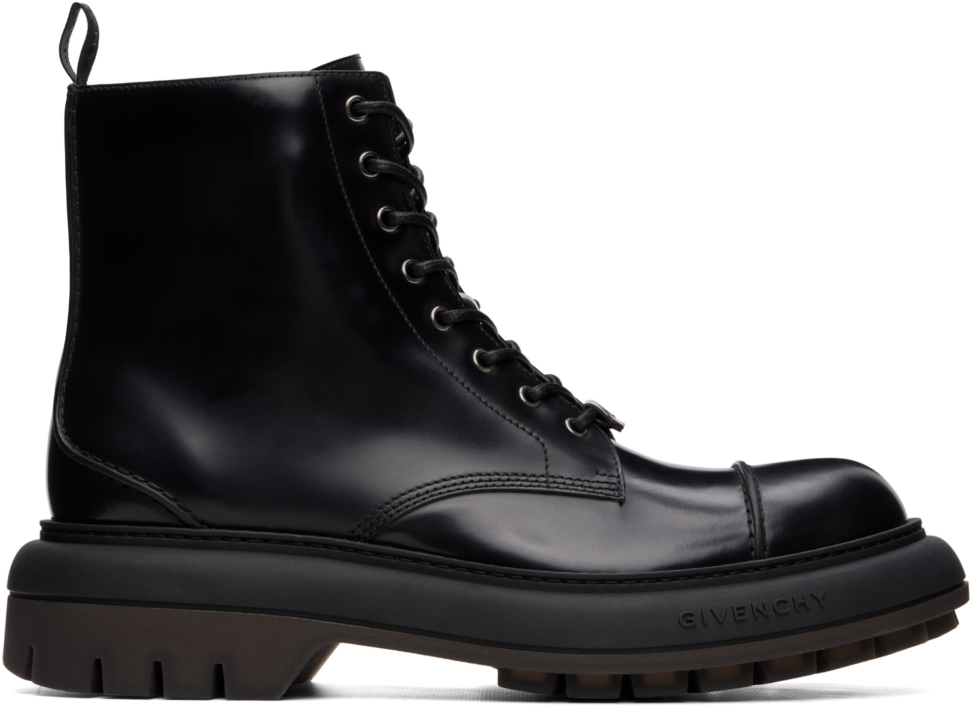 Givenchy - Bottes Cargo noires en cuir à logos