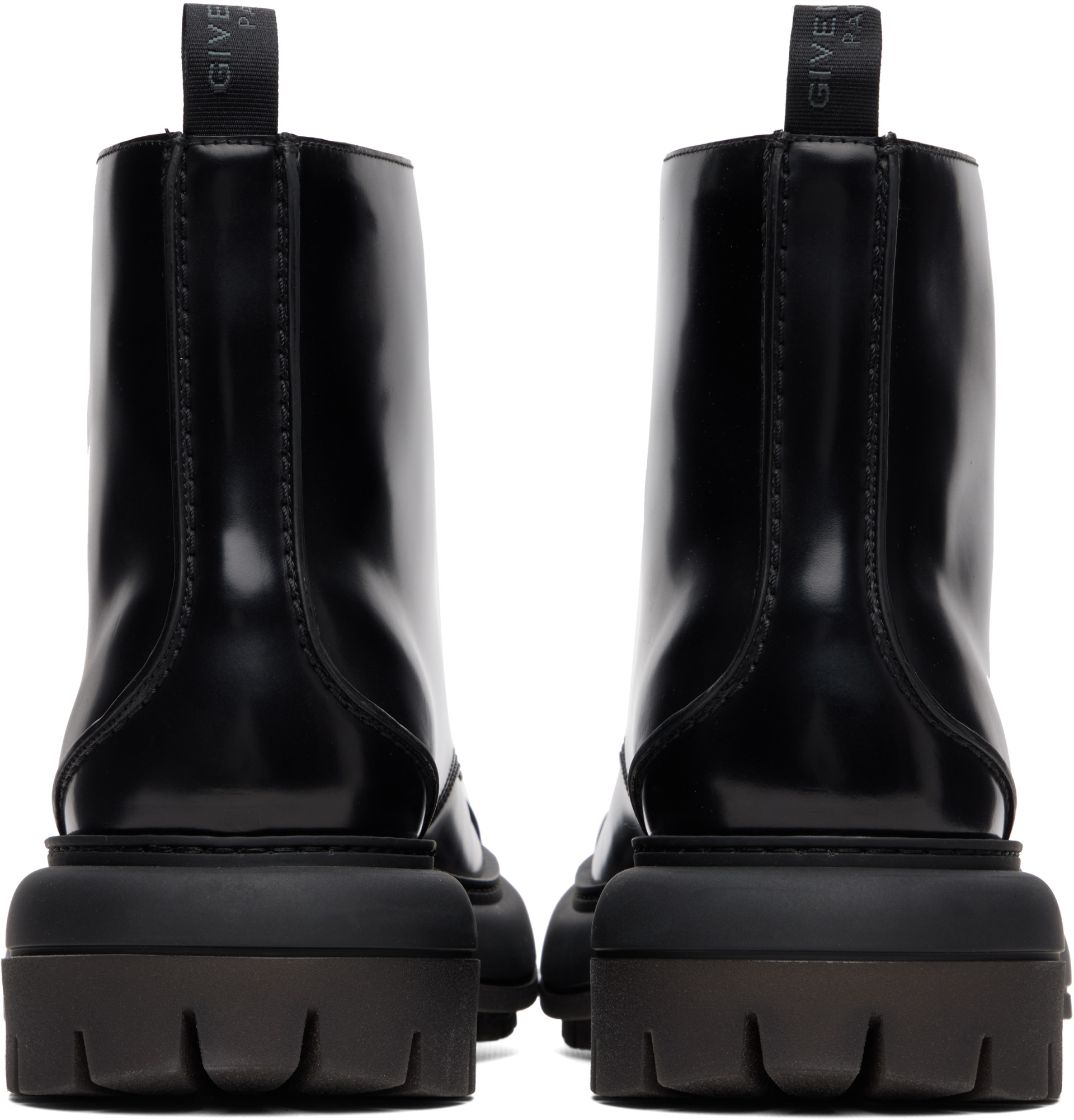 Givenchy - Bottes Cargo noires en cuir à logos