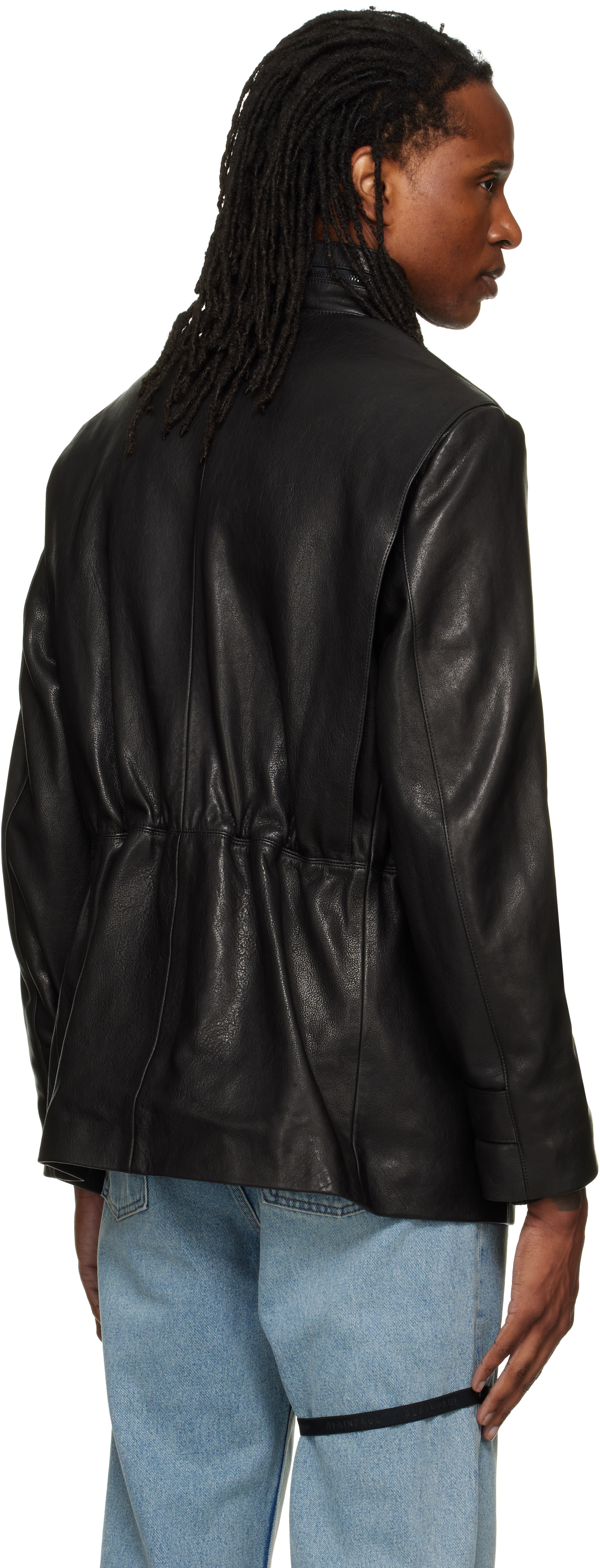 ALAINPAUL - Black Multi Pocket Leather Jacket
