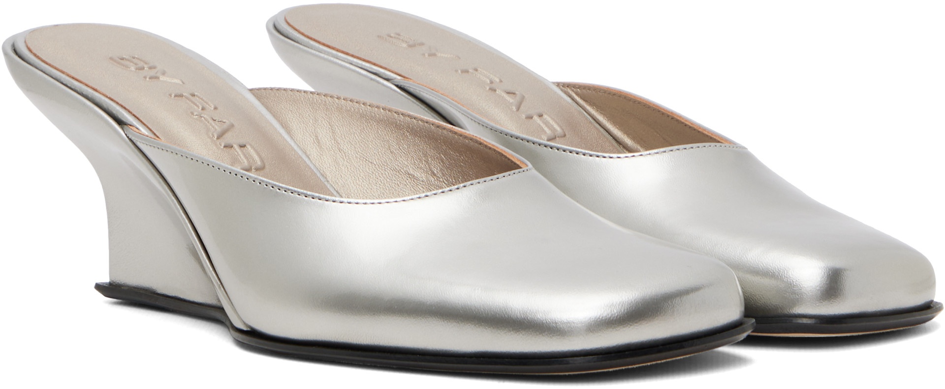 BY FAR - Chaussures à talon Caroo argentées