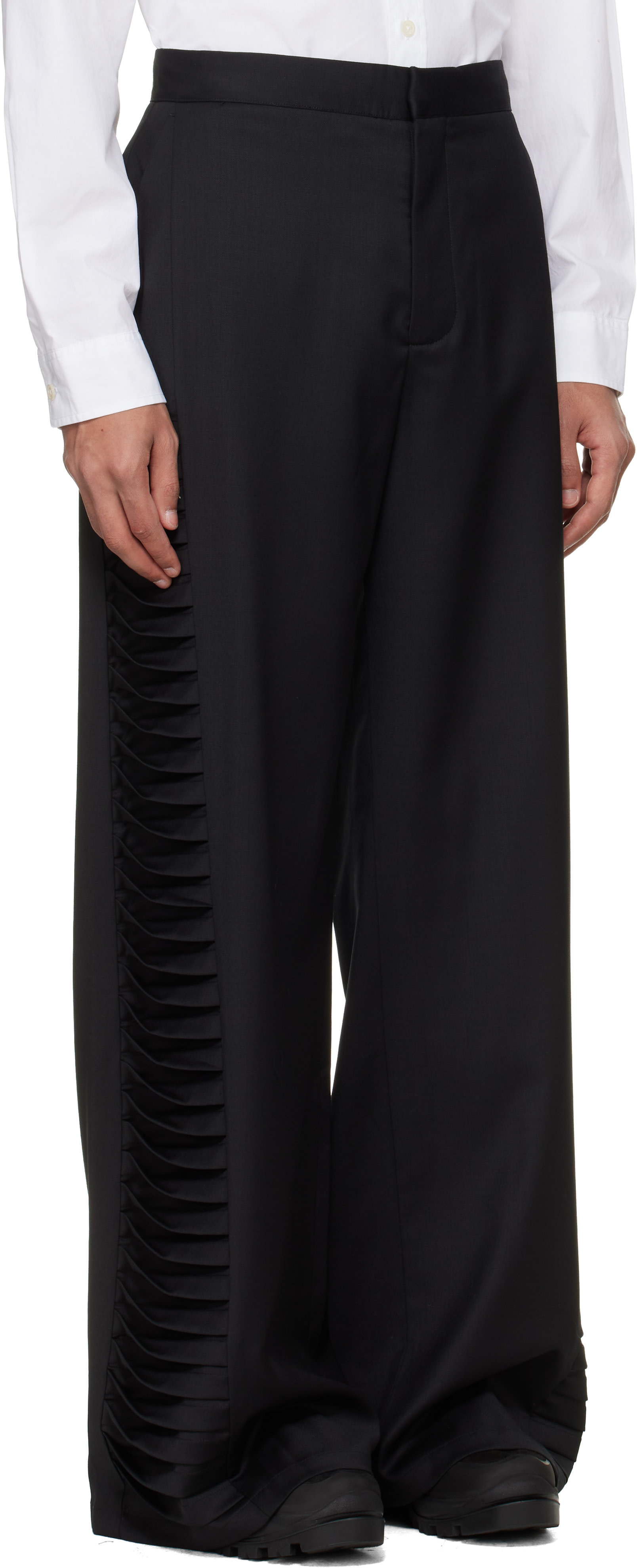 HELIOT EMIL: Black Vibraxis Tailoring Trousers | SSENSE
