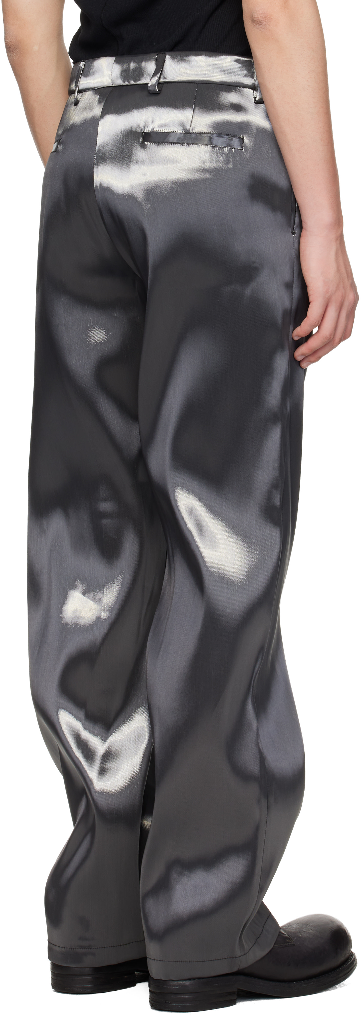 HELIOT EMIL: Silver Liquid Metal Trousers | SSENSE