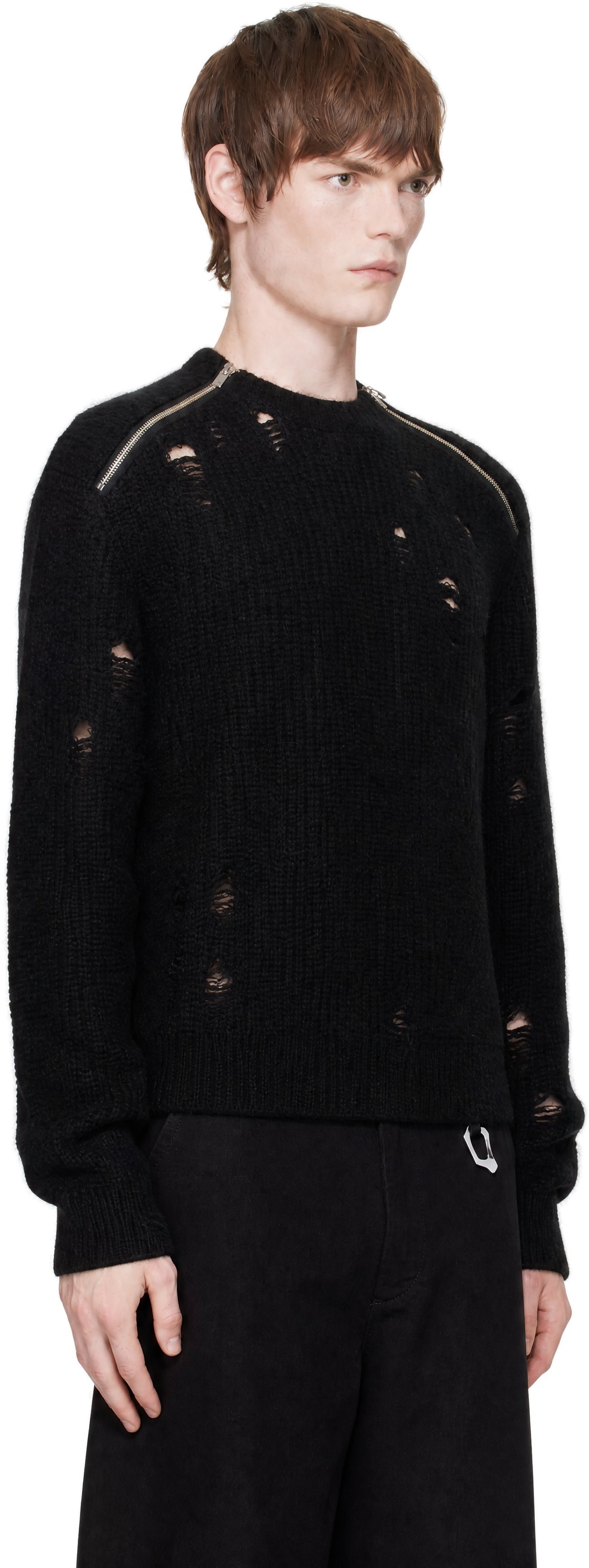 HELIOT EMIL - Pull Interference noir en tricot