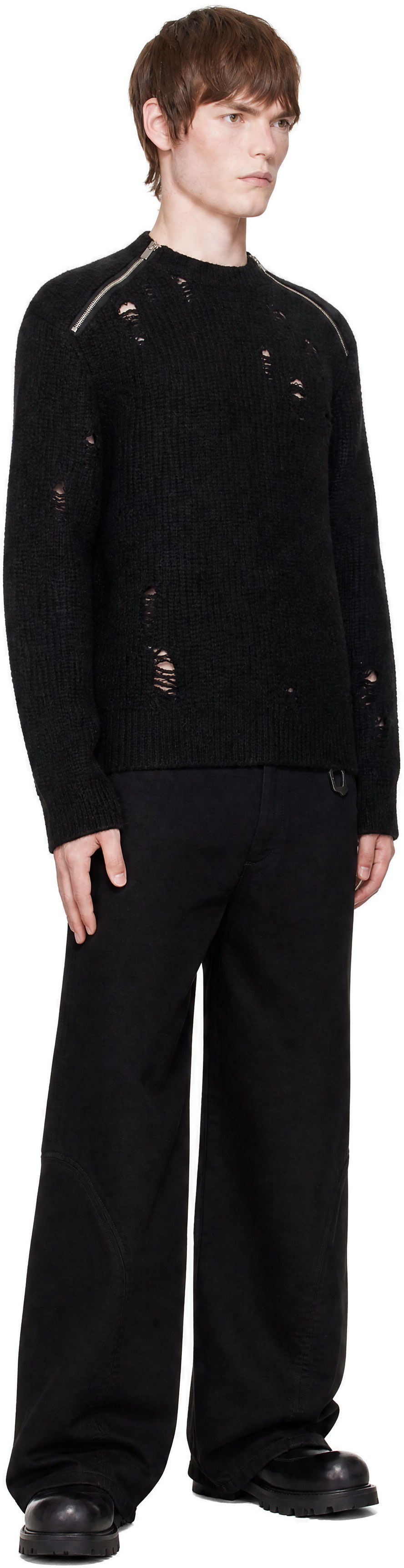 HELIOT EMIL - Pull Interference noir en tricot