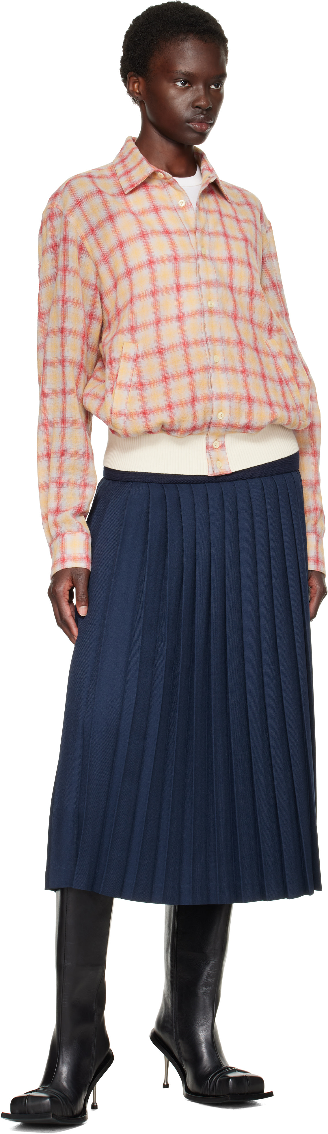 Stefan Cooke: Navy Match Midi Skirt | SSENSE