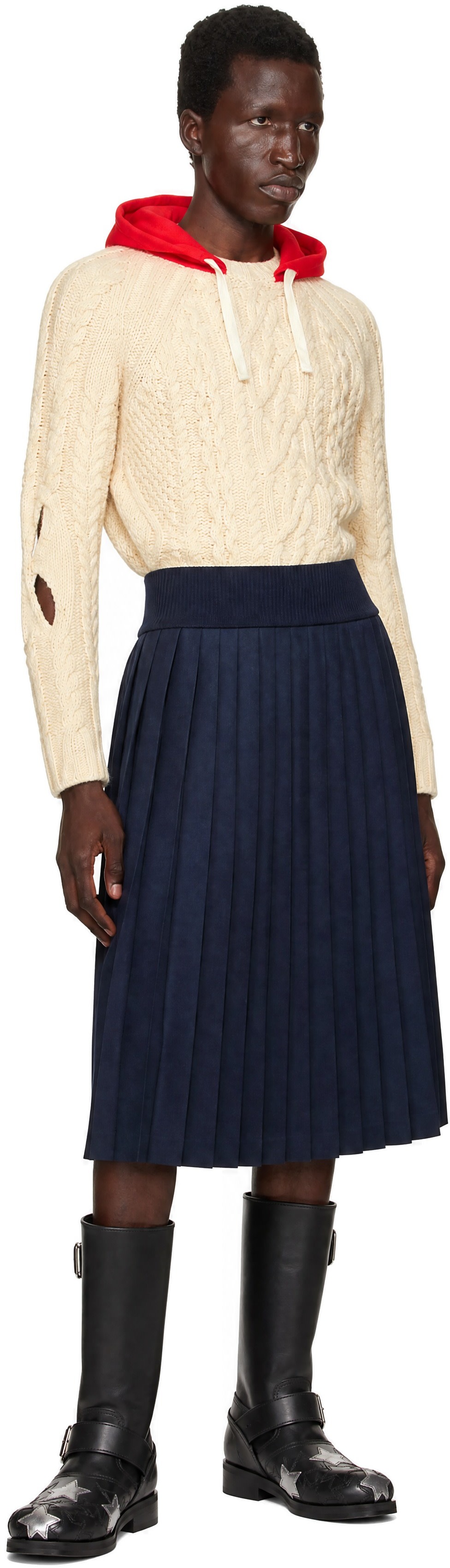 Stefan Cooke - Navy Match Midi Skirt