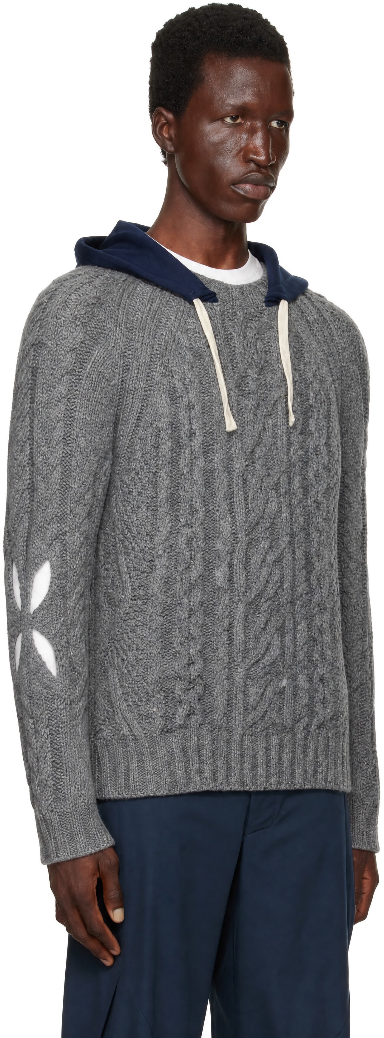 Stefan Cooke - Gray Hooded Cable Sweater