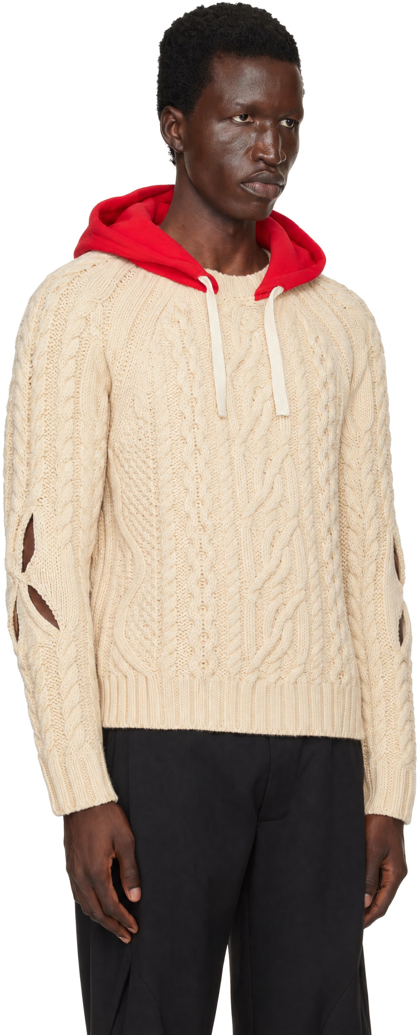 Stefan Cooke - Beige Hooded Cable Sweater