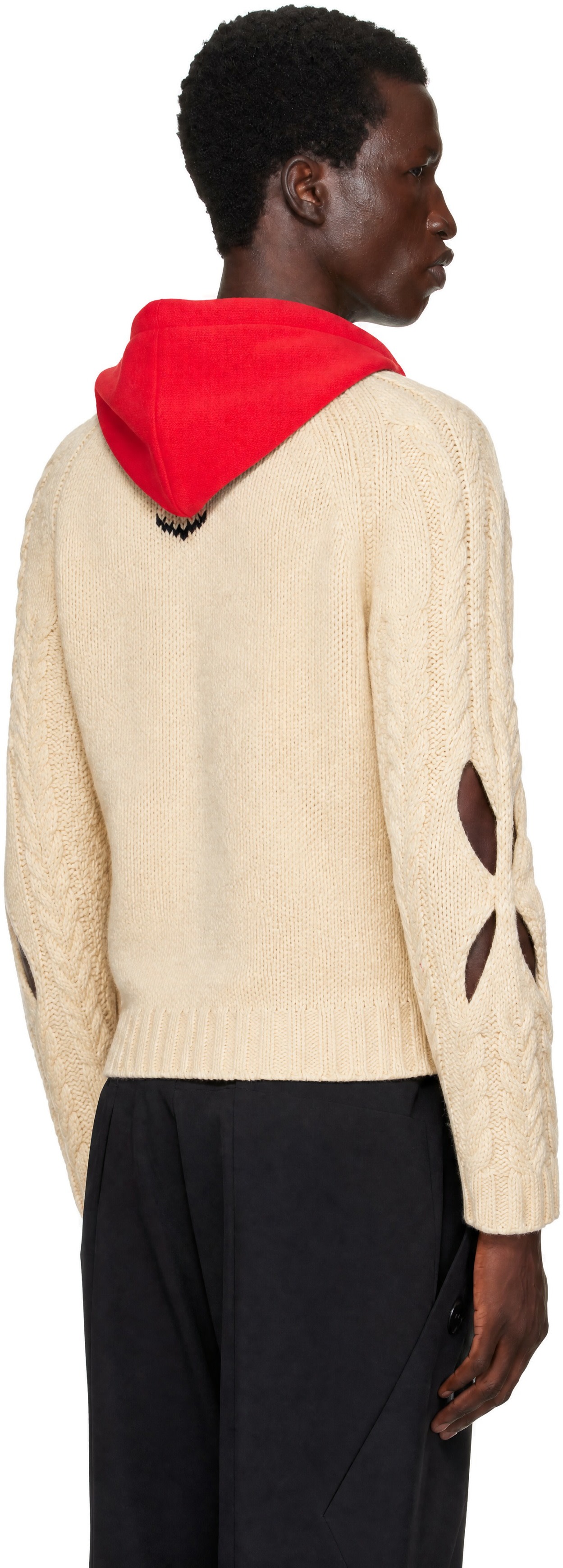 Stefan Cooke - Beige Hooded Cable Sweater