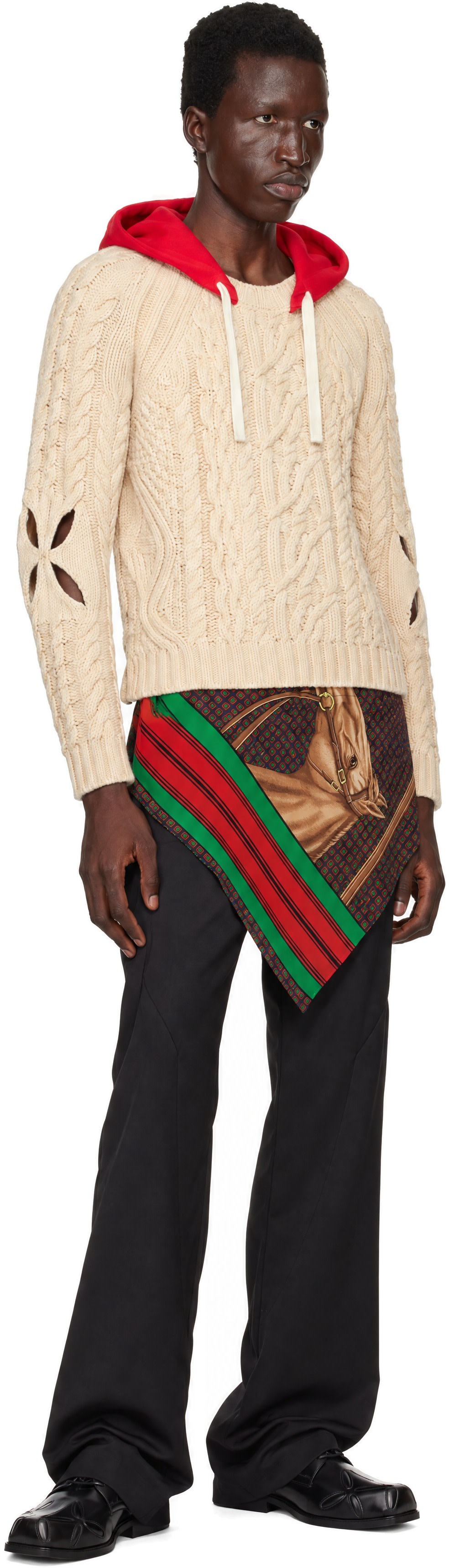 Stefan Cooke - Beige Hooded Cable Sweater