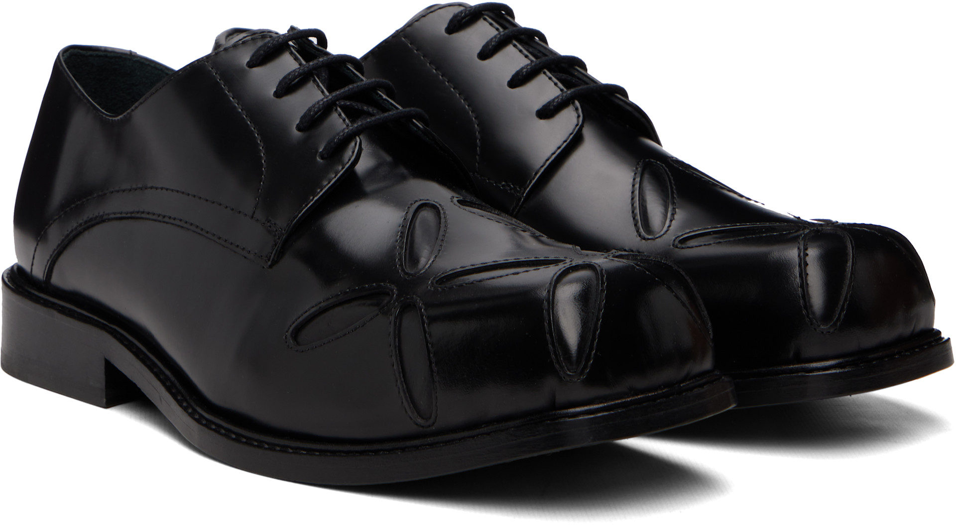 Stefan Cooke - Black Slashed Square Toe Derbys