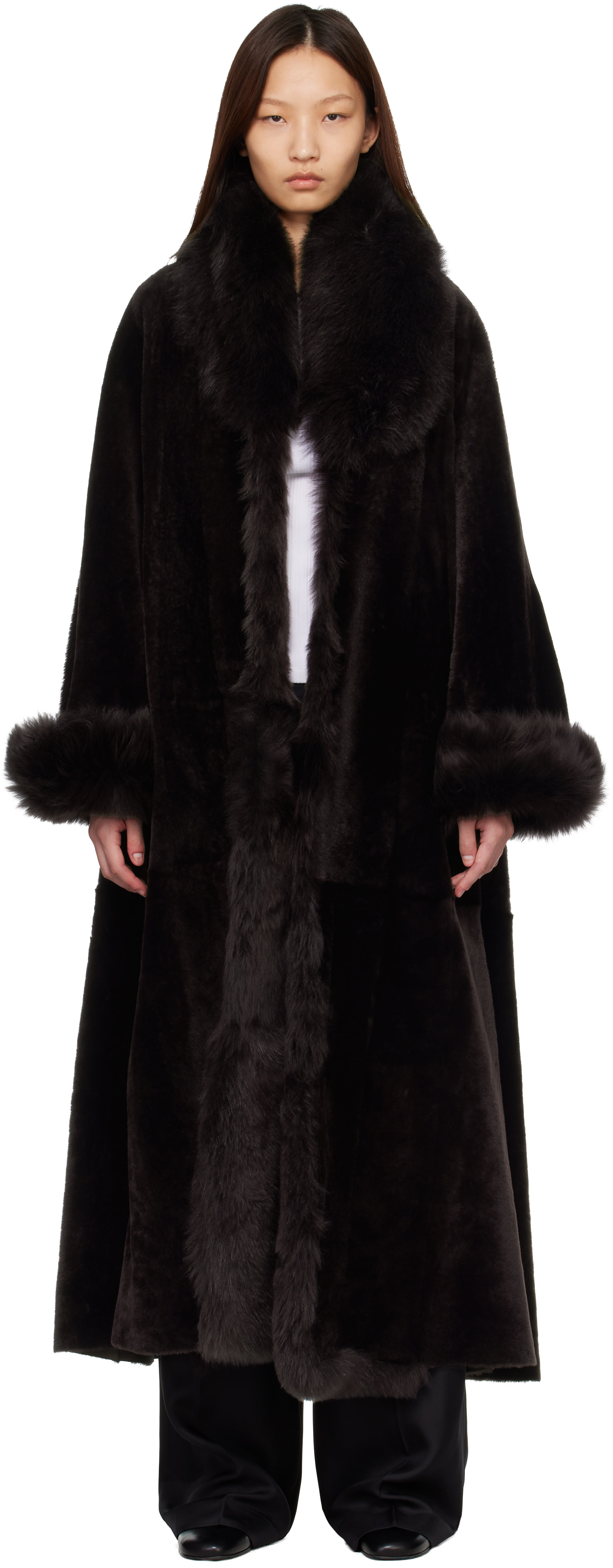 Nour Hammour - Brown Sima Shearling Coat