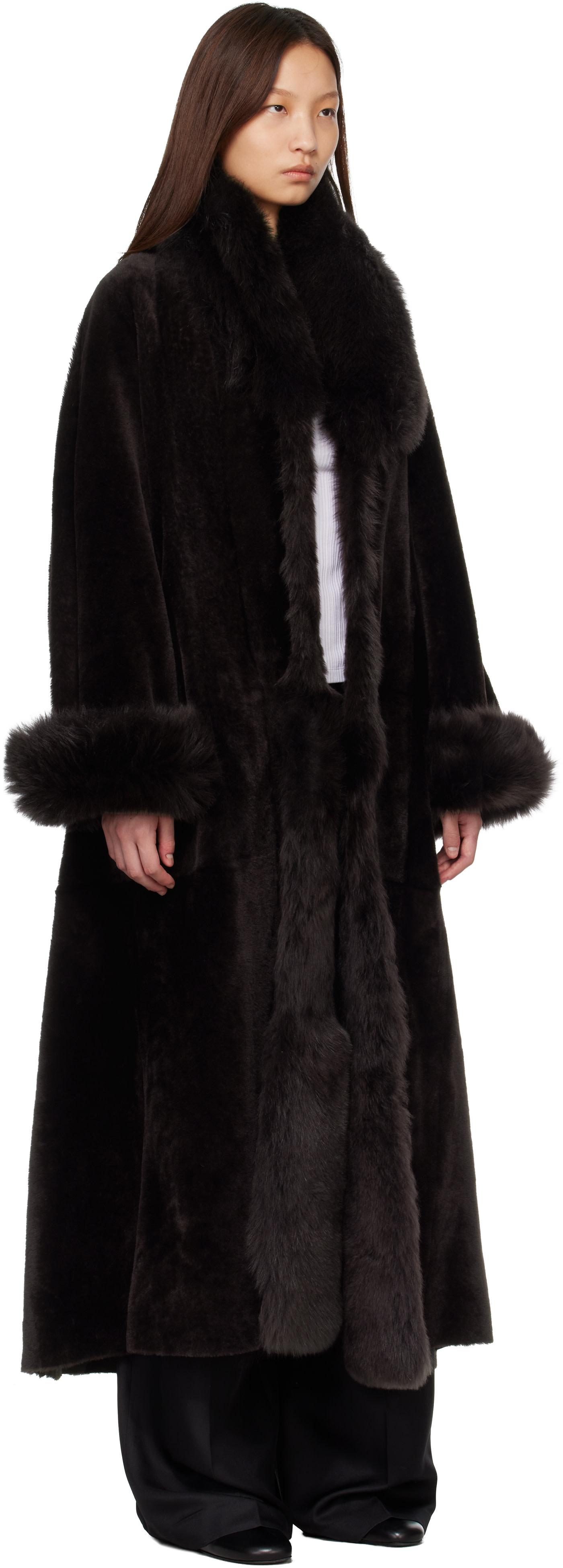 Nour Hammour - Brown Sima Shearling Coat