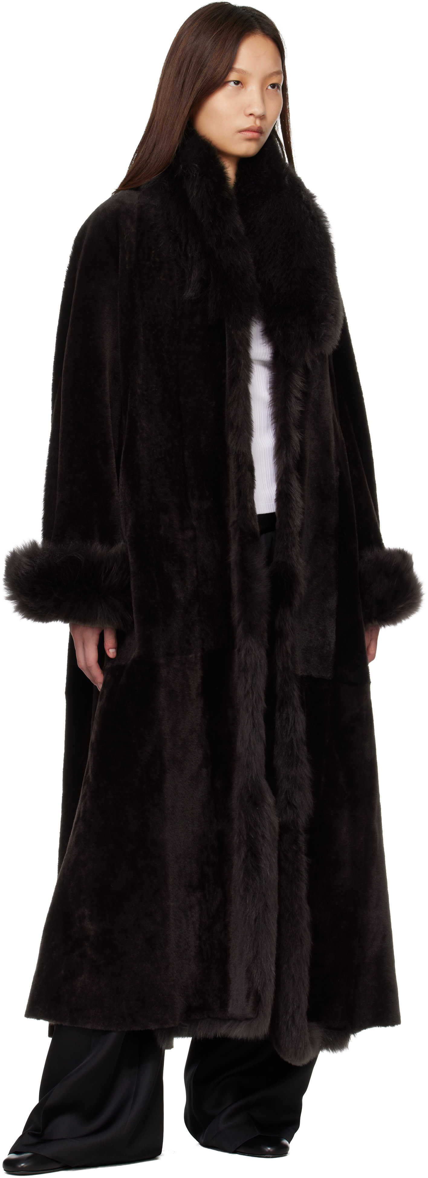 Nour Hammour - Brown Sima Shearling Coat