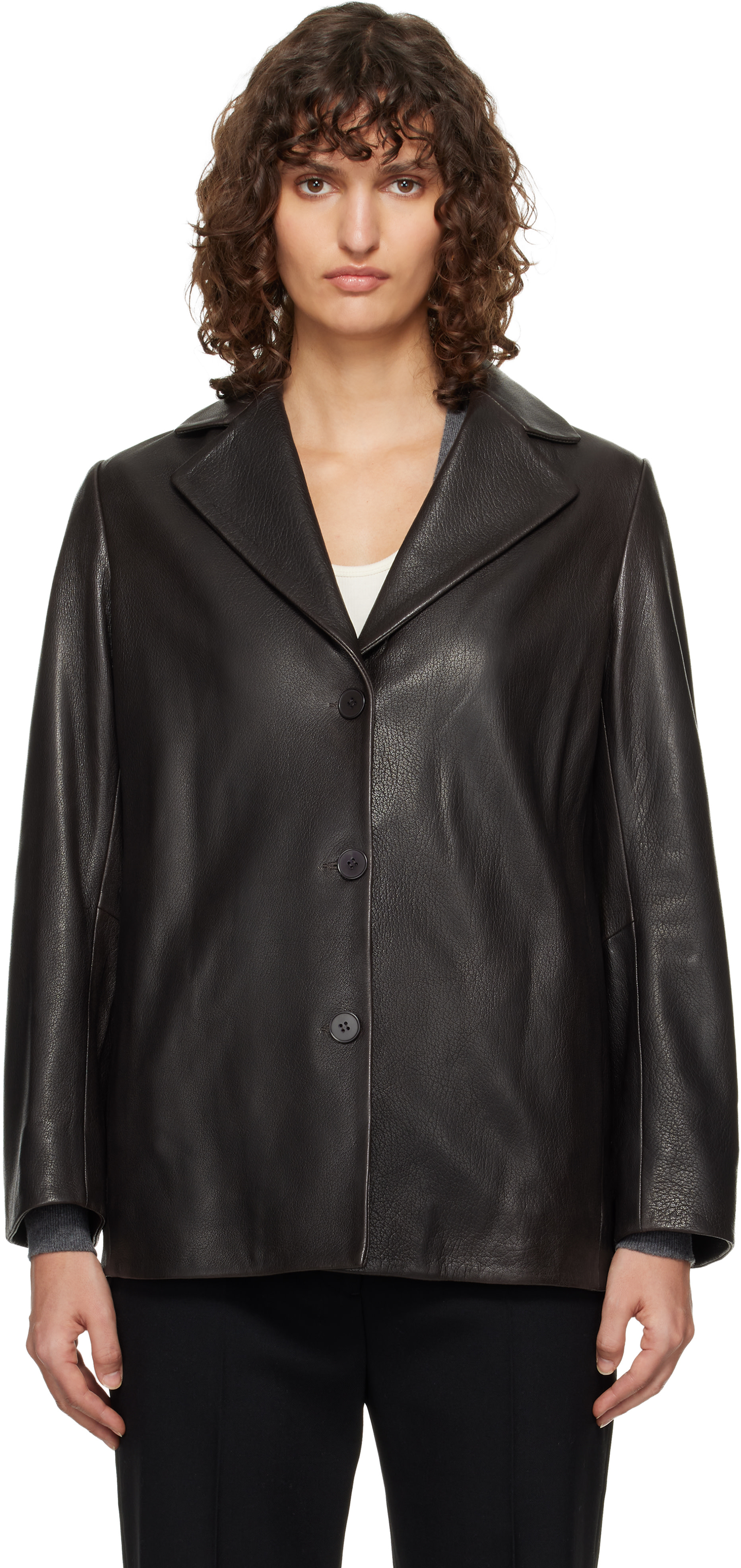 Nour Hammour - Black Opus Relaxed Leather Blazer