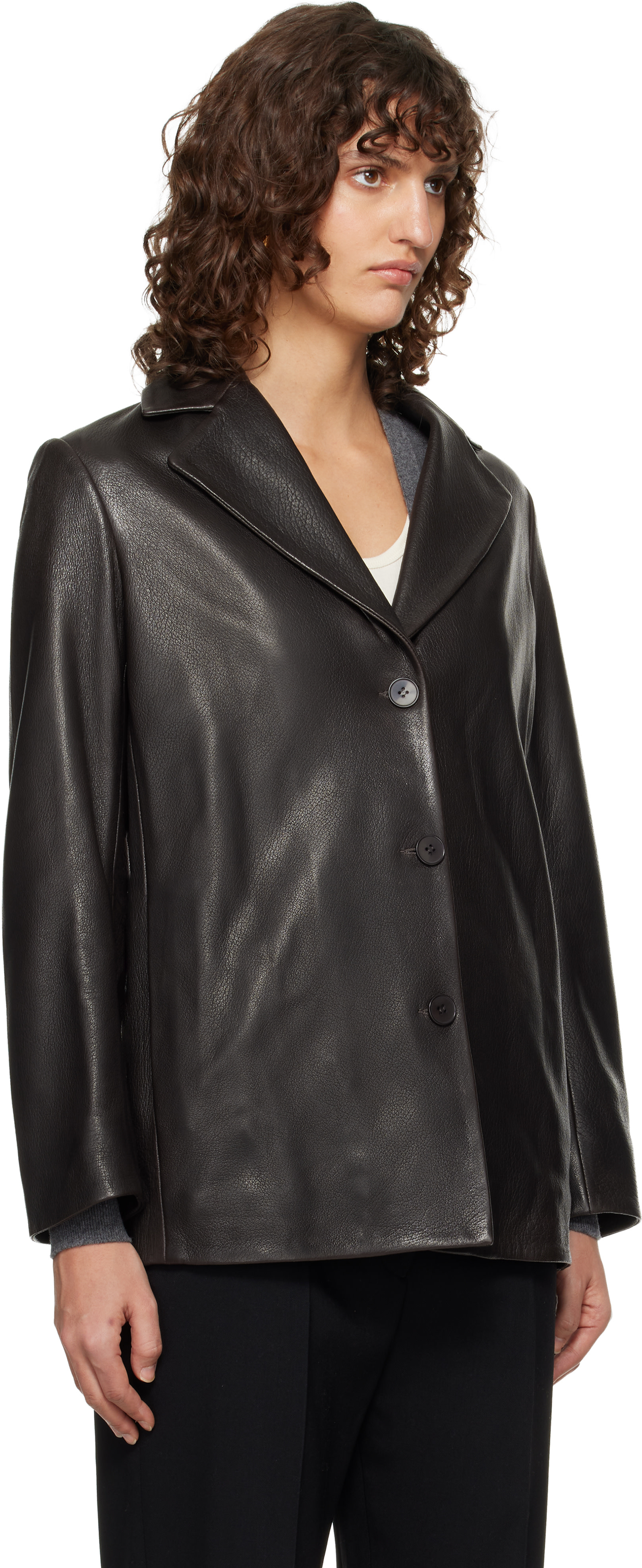 Nour Hammour - Black Opus Relaxed Leather Blazer