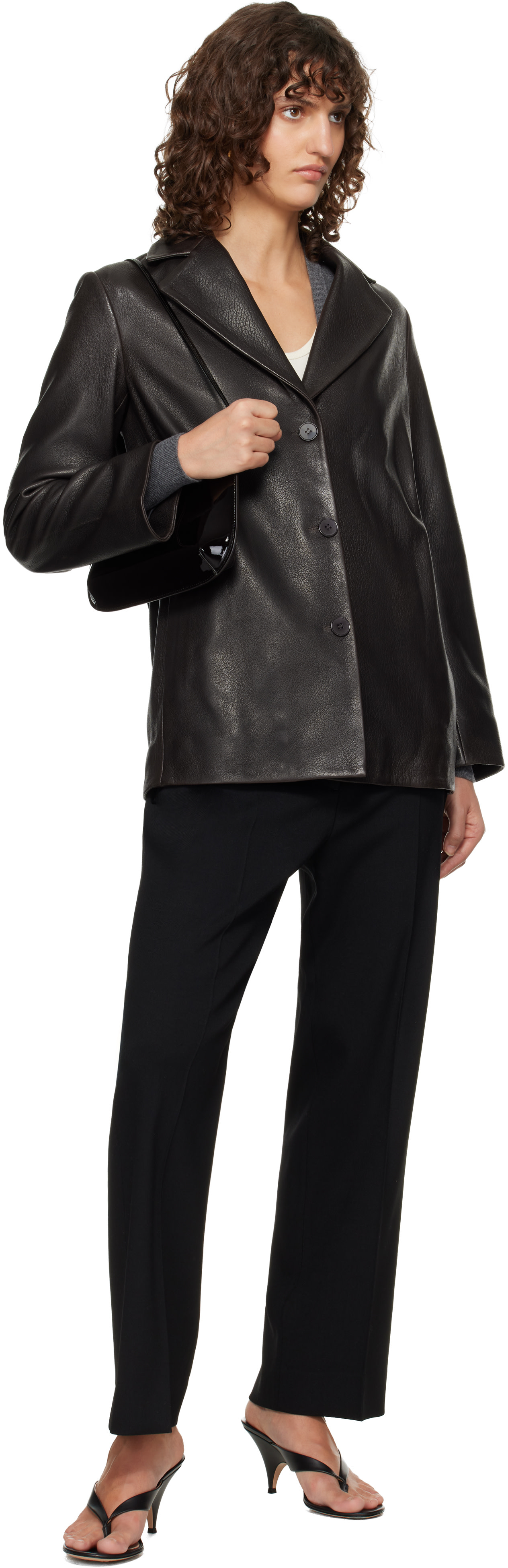 Nour Hammour - Black Opus Relaxed Leather Blazer