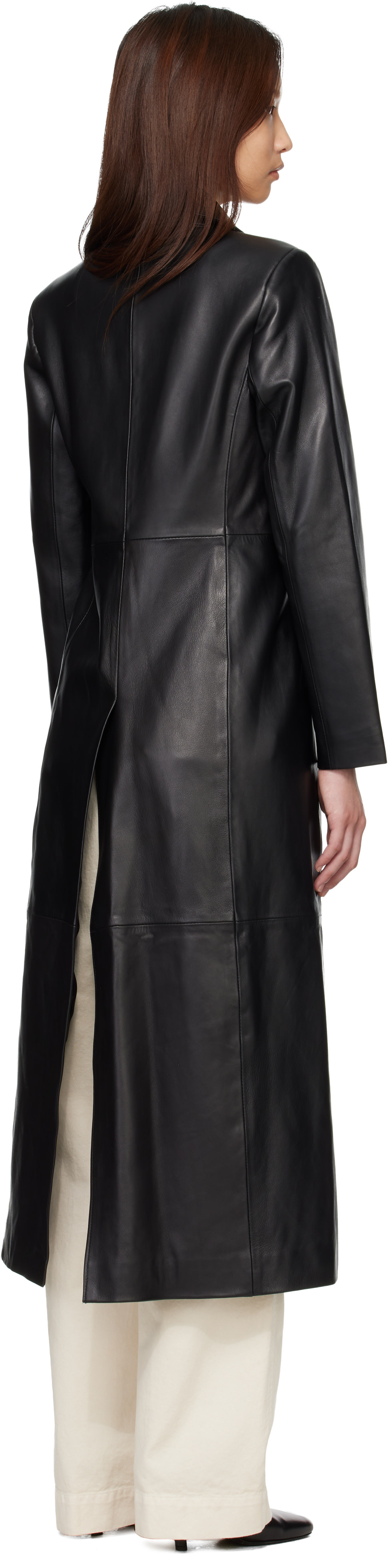 Nour Hammour - Black Gotham Leather Coat