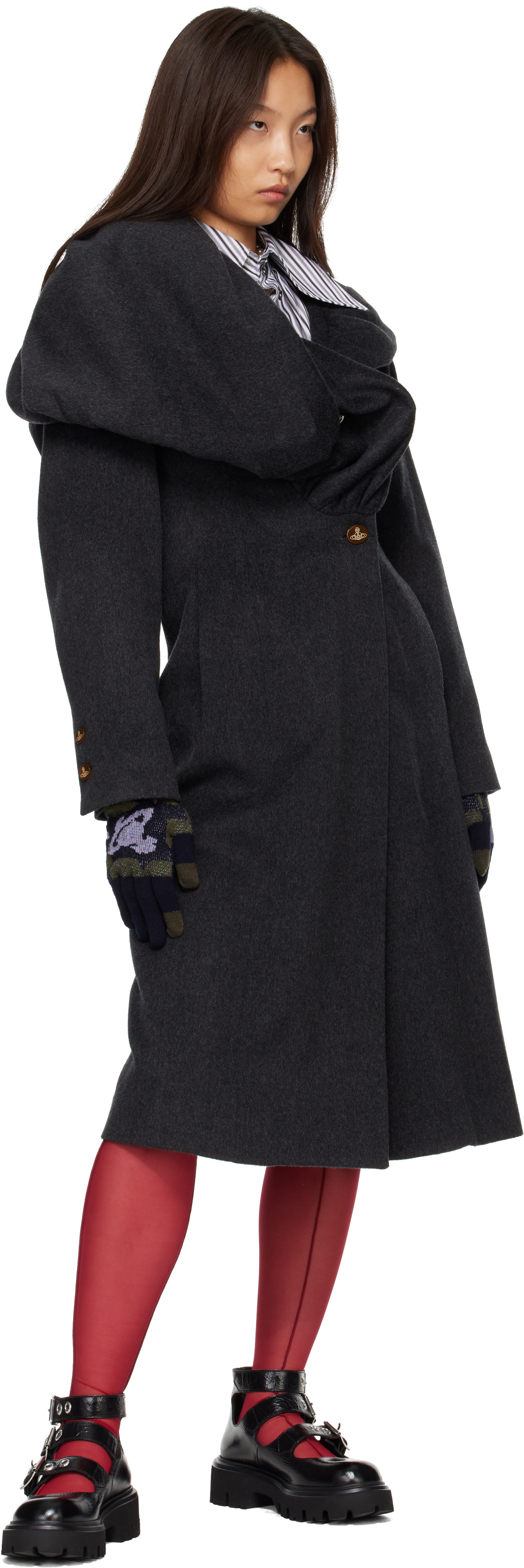 Vivienne Westwood: Black & Khaki Hearts & Orbs Gloves | SSENSE