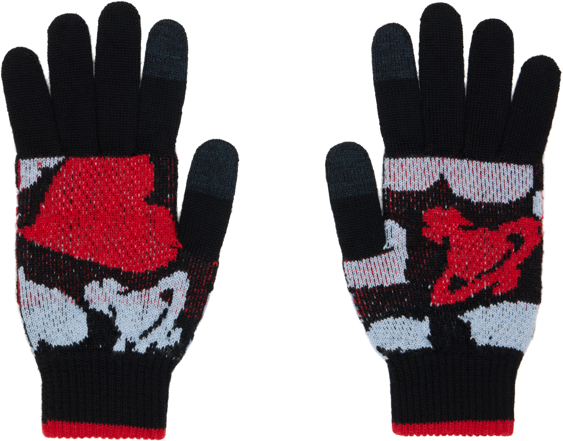 Vivienne Westwood グローブ Vivienne Westwood: Black & Red Hearts & Orbs Gloves | SSENSE