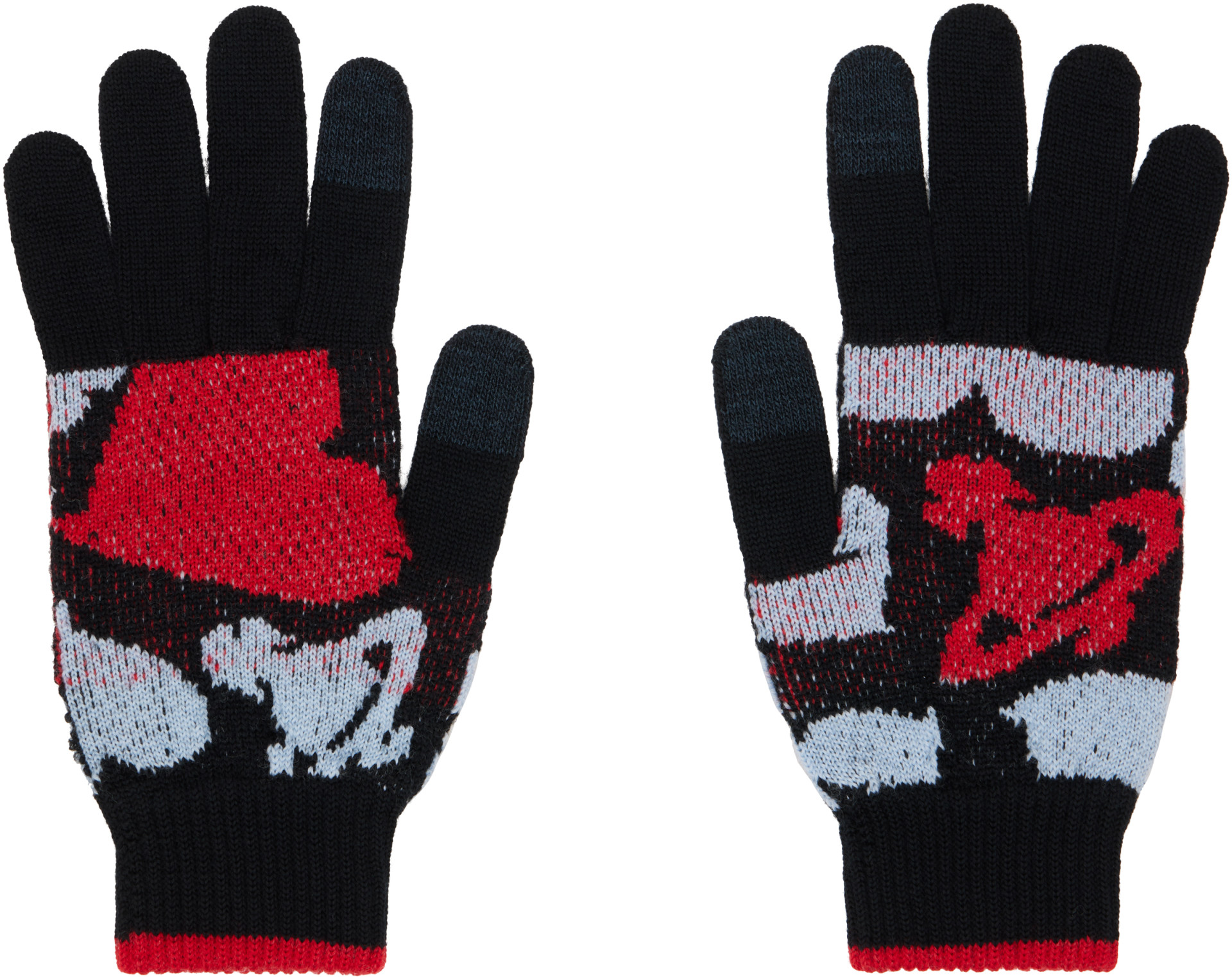 Vivienne Westwood: Black & Red Hearts & Orbs Gloves | SSENSE