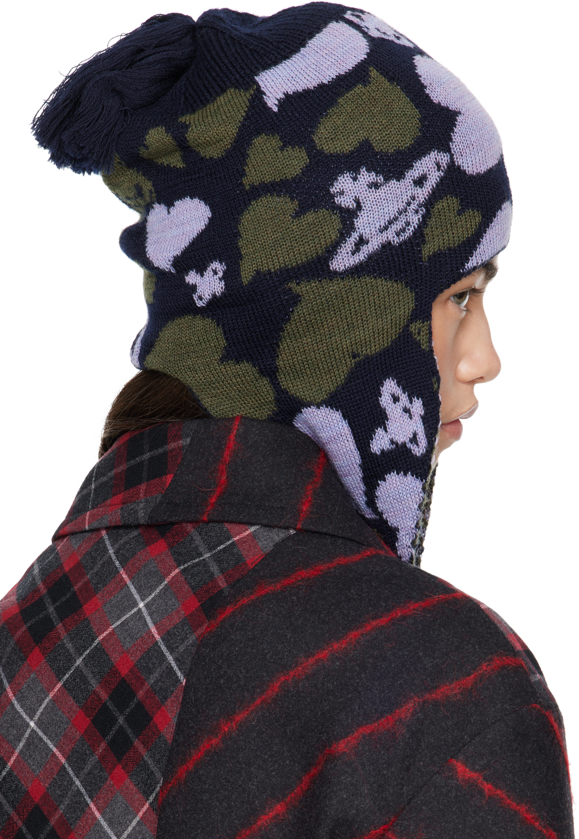 Vivienne Westwood: Khaki & Purple Ear Flap Beanie | SSENSE