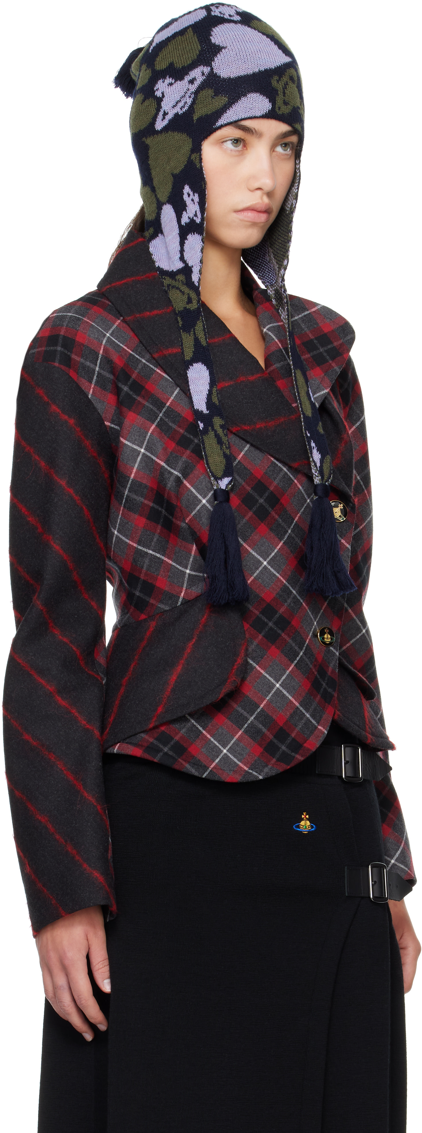 Vivienne Westwood: Khaki & Purple Ear Flap Beanie | SSENSE Vivienne Westwood: Khaki & Purple Ear Flap Beanie | SSENSE