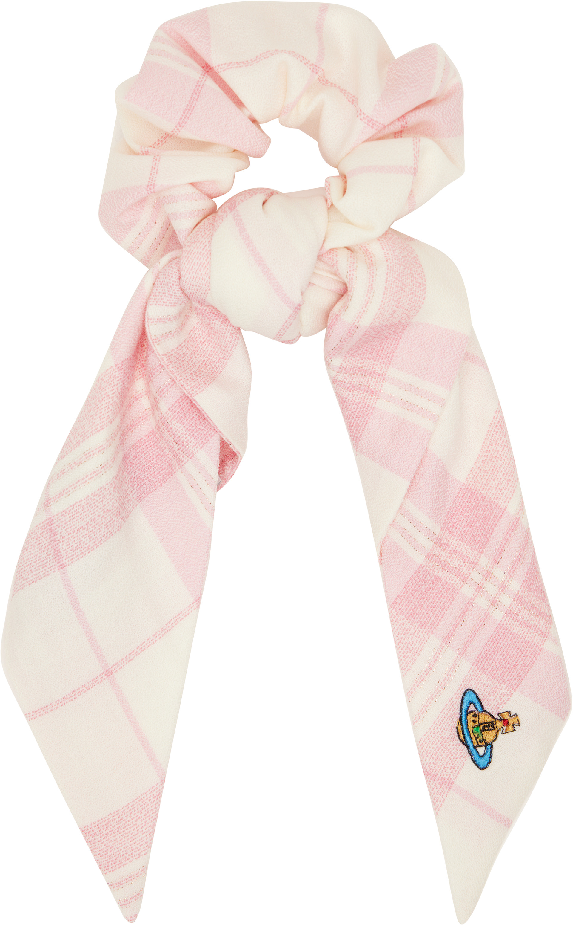 Vivienne Westwood ピンク スカーフ Vivienne Westwood: Pink Embroidered Large Scrunchie | SSENSE