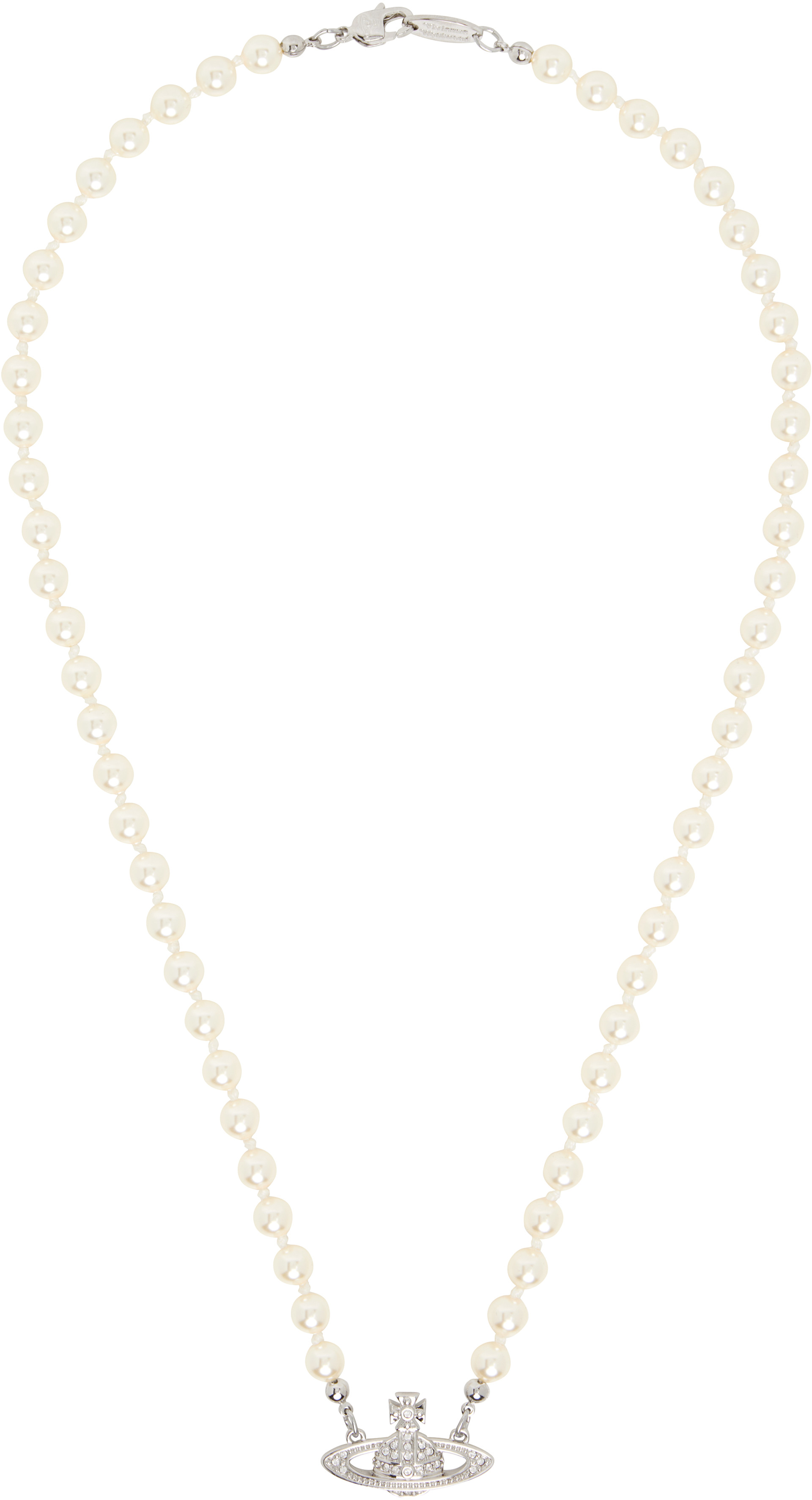 アクセサリー ViviennewestwoodMini Bas Relief Pearl Vivienne Westwood: Mini Bas Relief Faux-Pearl Necklace | SSENSE