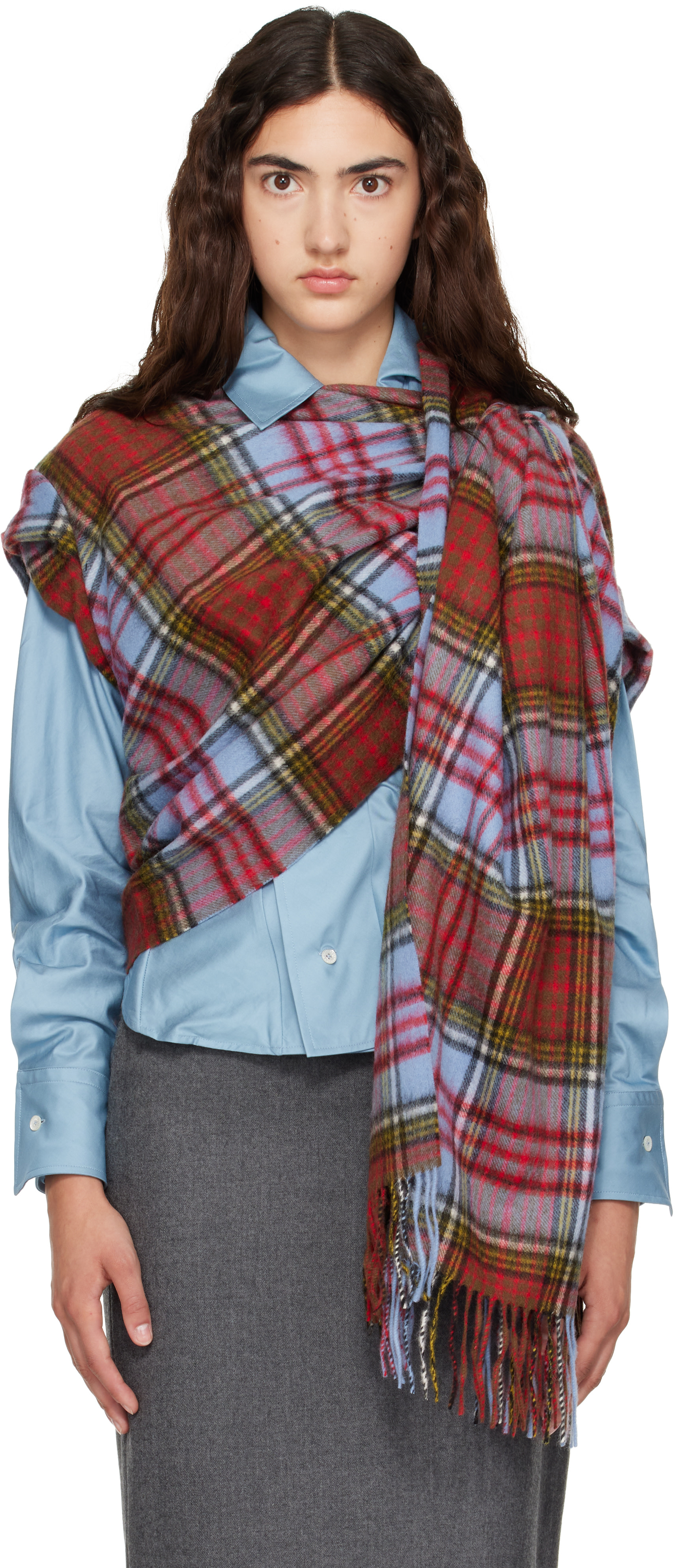 Vivienne Westwood: Blue & Red Bolero Shawl | SSENSE