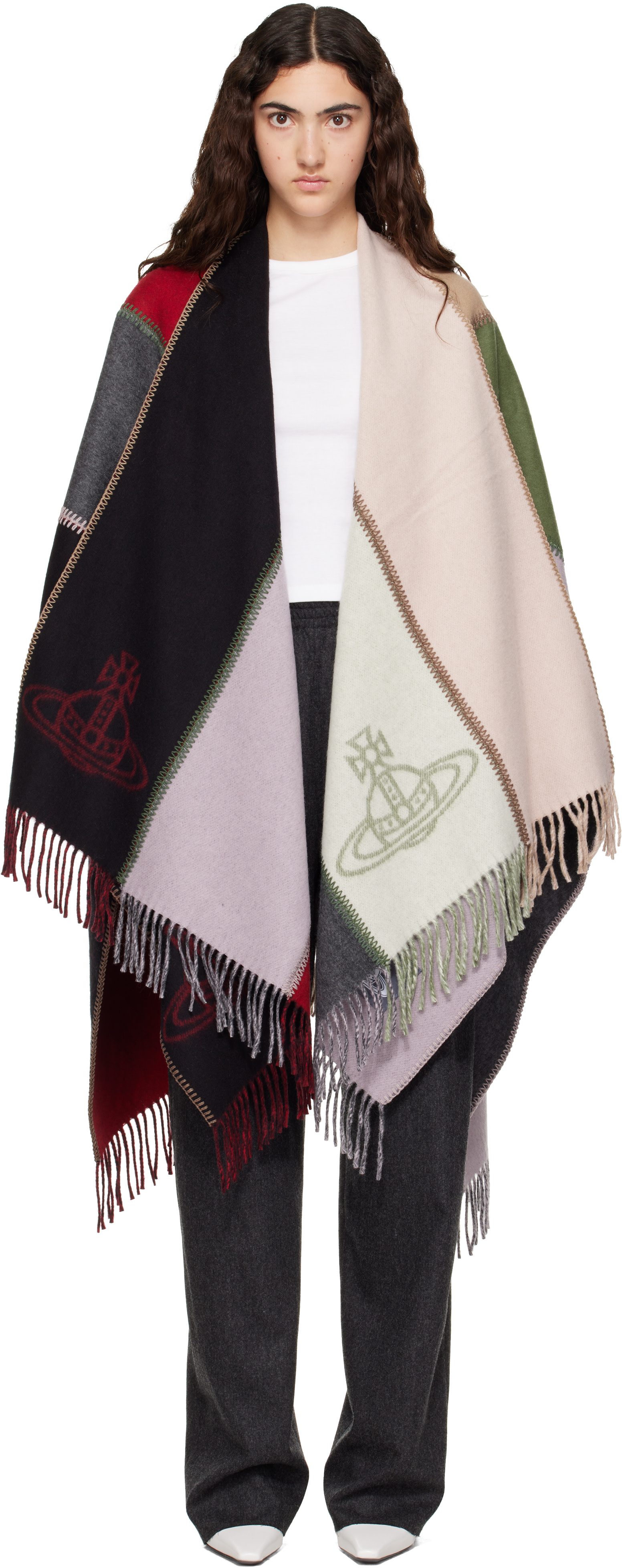 Vivienne Westwood: Multicolor Stefano Poncho Scarf | SSENSE